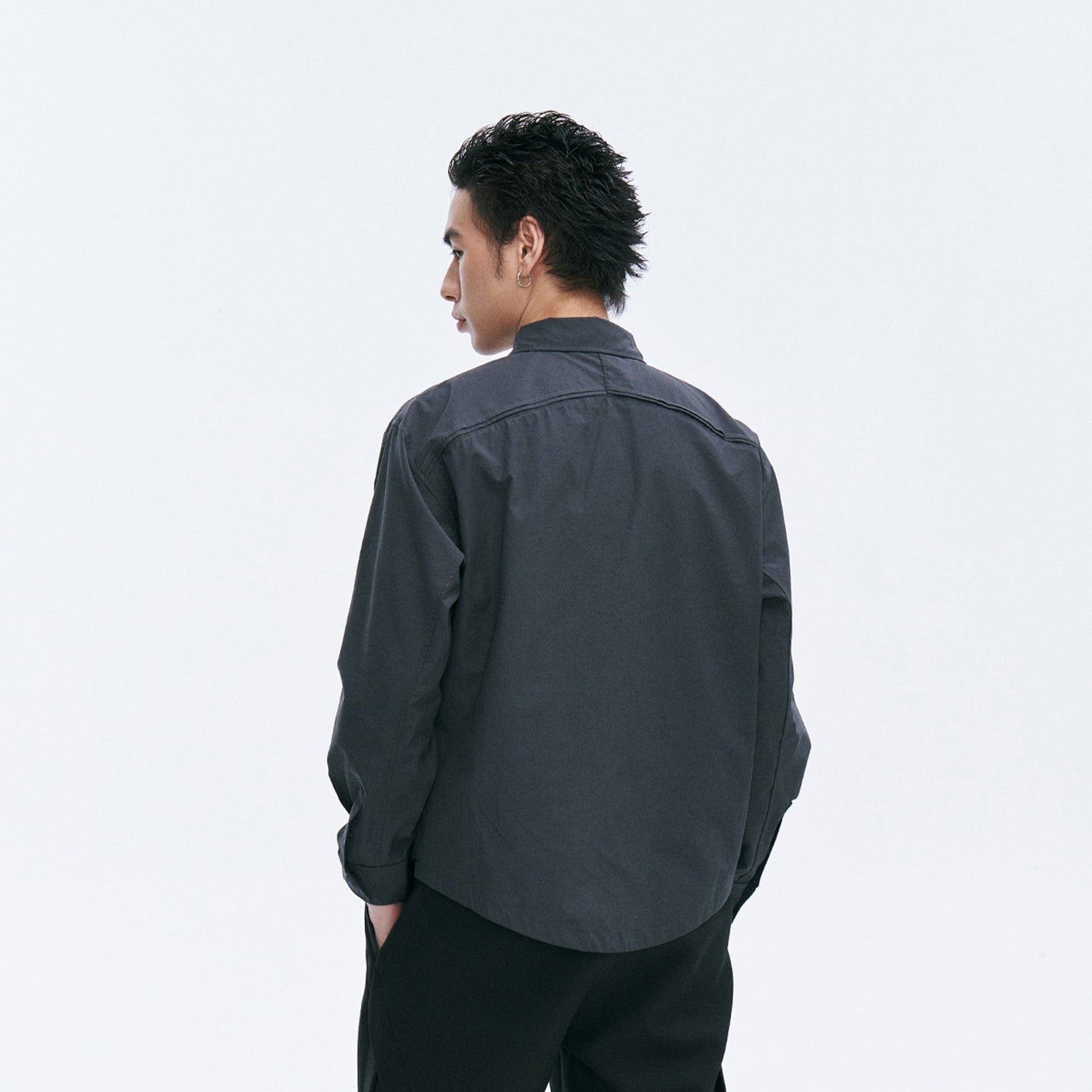 CATSSTAC Layered Seamline Floral Embroidered Shirt-Shirt-Black-M-Free Shipping Leatheretro