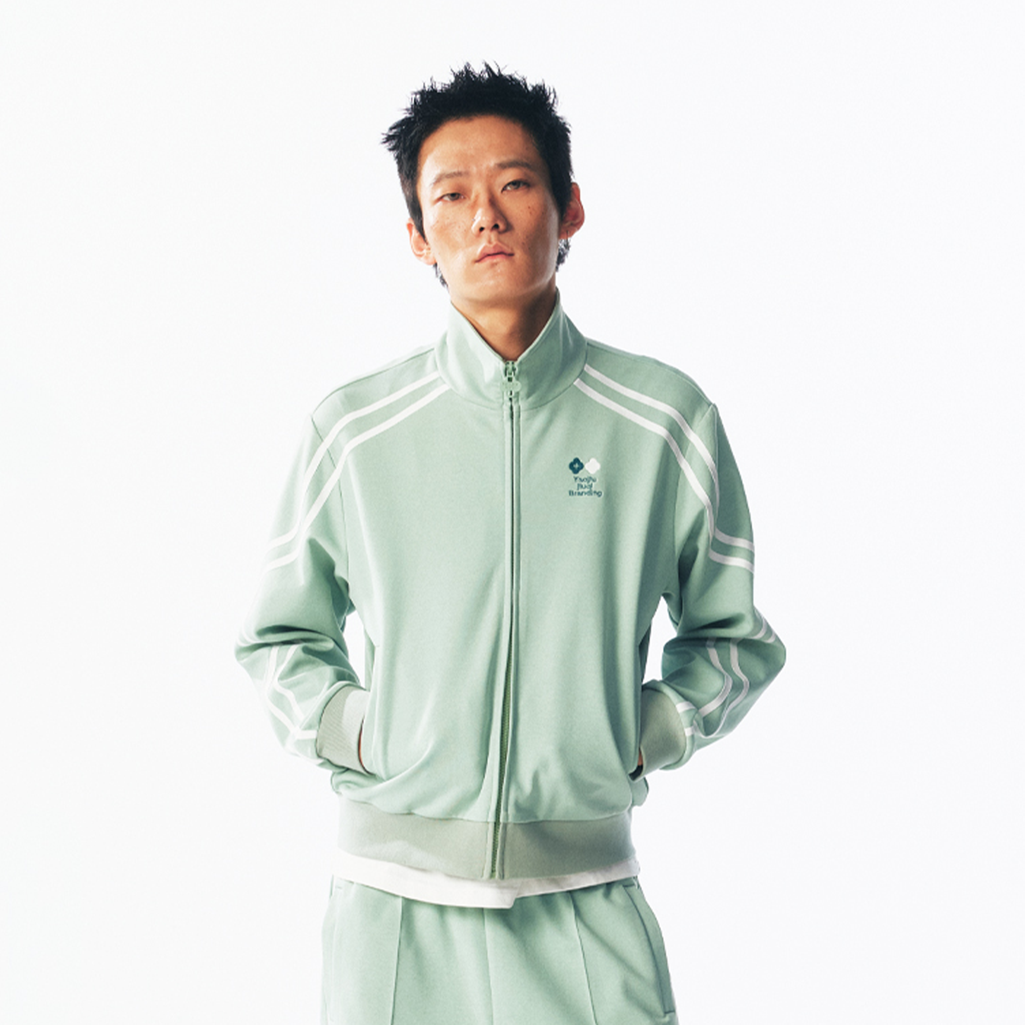 1997 POSTOFFICE Contrast Curved-Stripe Qucik-Dry Track Jacket-Jacket-S (Preorder)-Green-Free Shipping Leatheretro