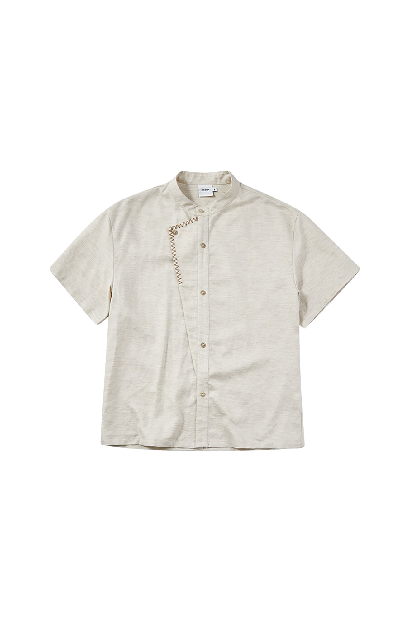 KREATE Stitched Faux-Placket Short Sleeve Shirt-Shirt-S-Black-Free Shipping Leatheretro