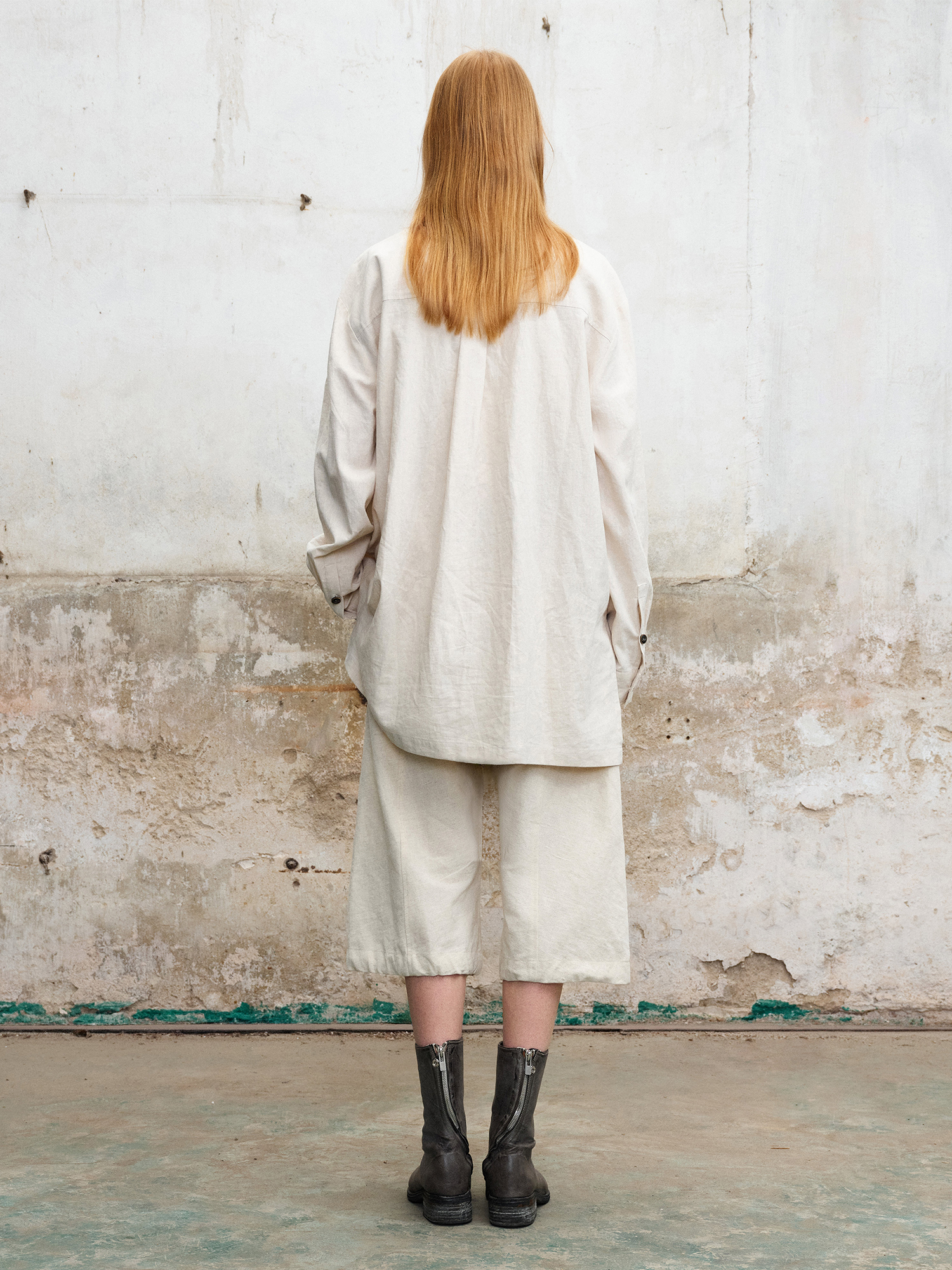 ILNya Nieternite Nifutur Pleated Drop-Crotch Button-Fly Cropped Pants White-Shorts-S (0)-Free Shipping Leatheretro
