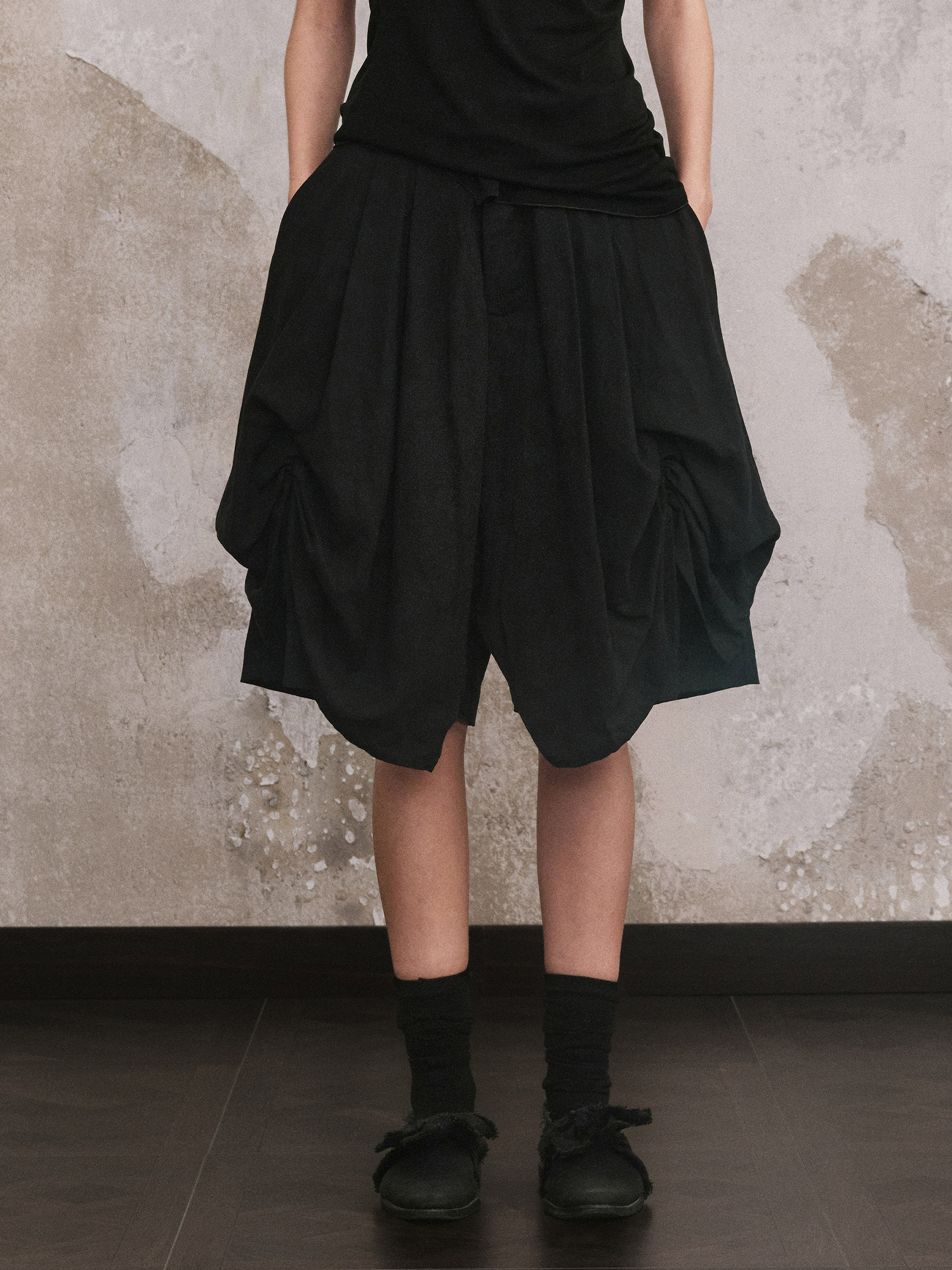 ILNya Nieternite Nifutur Paneled Pleated Drop-Crotch Shorts-Shorts-S (0) / 27-32"-Free Shipping Leatheretro
