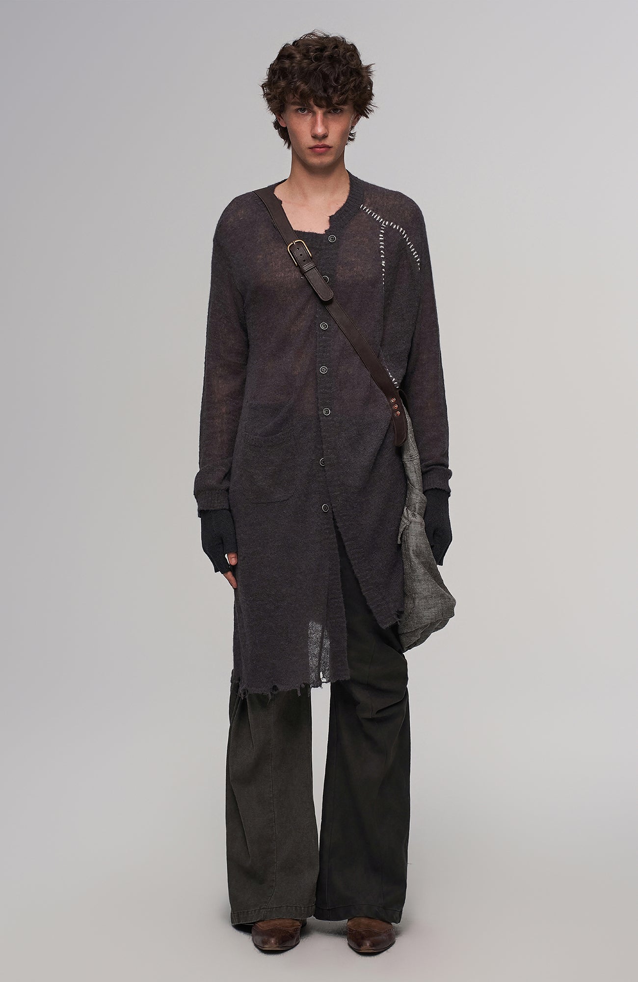 ILNya Nieternite Nifutur Contrast-Spliced Twist-Knee Flared Trousers-Pants-S(0)-Free Shipping Leatheretro