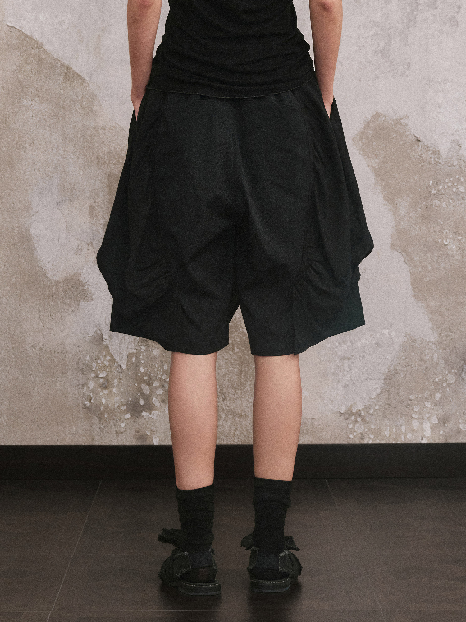 ILNya Nieternite Nifutur Paneled Pleated Drop-Crotch Shorts-Shorts-S (0) / 27-32"-Free Shipping Leatheretro
