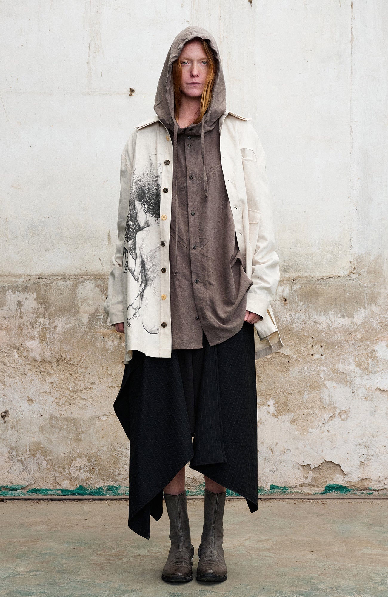 ILNya Nieternite Nifutur Draped Hooded Overshirt-Shirt-S(0)-Free Shipping Leatheretro