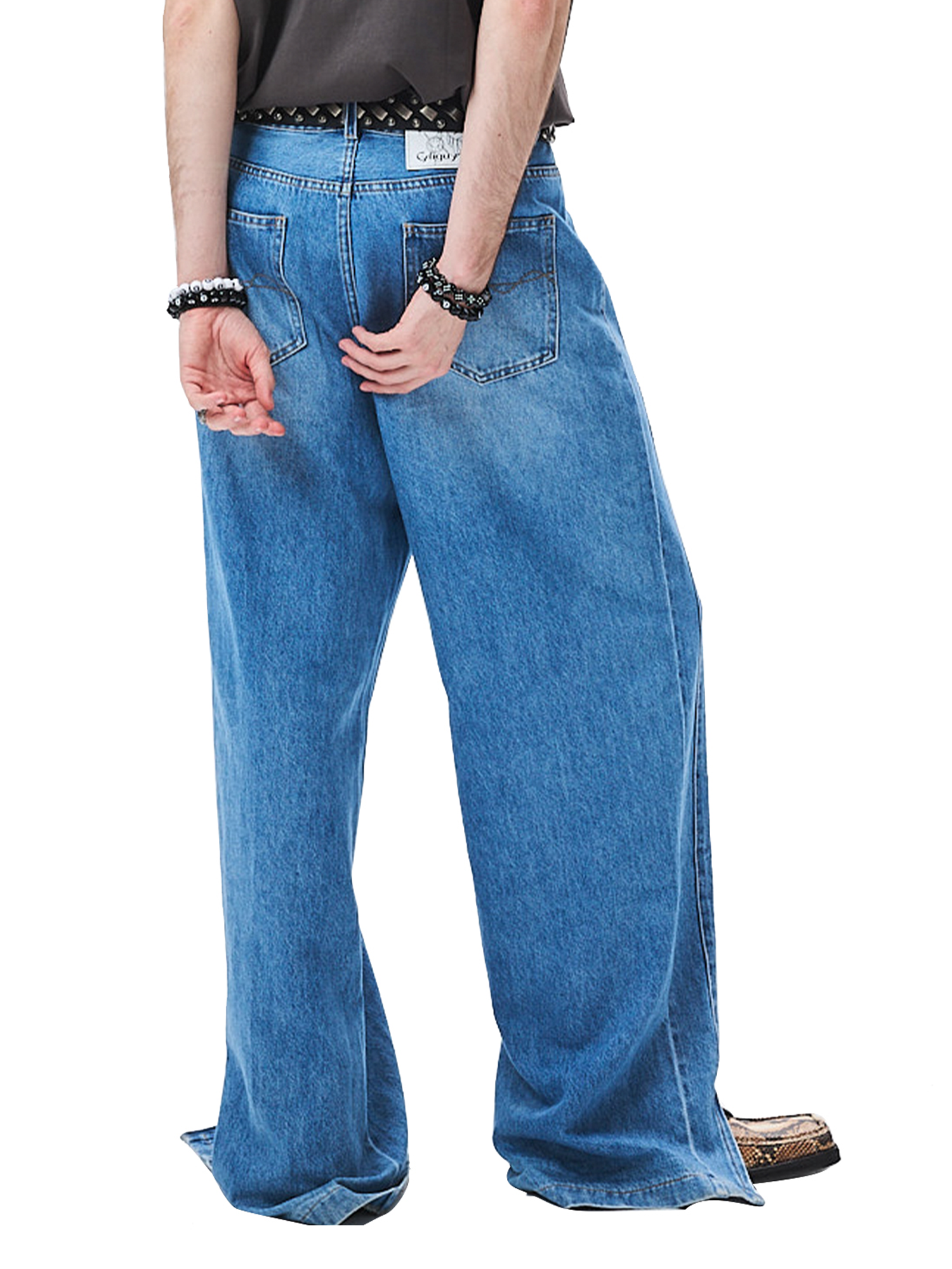 CYCYCY Deconstructed Double-Waist Washed Jeans-Jeans-XS / 28"-Free Shipping Leatheretro