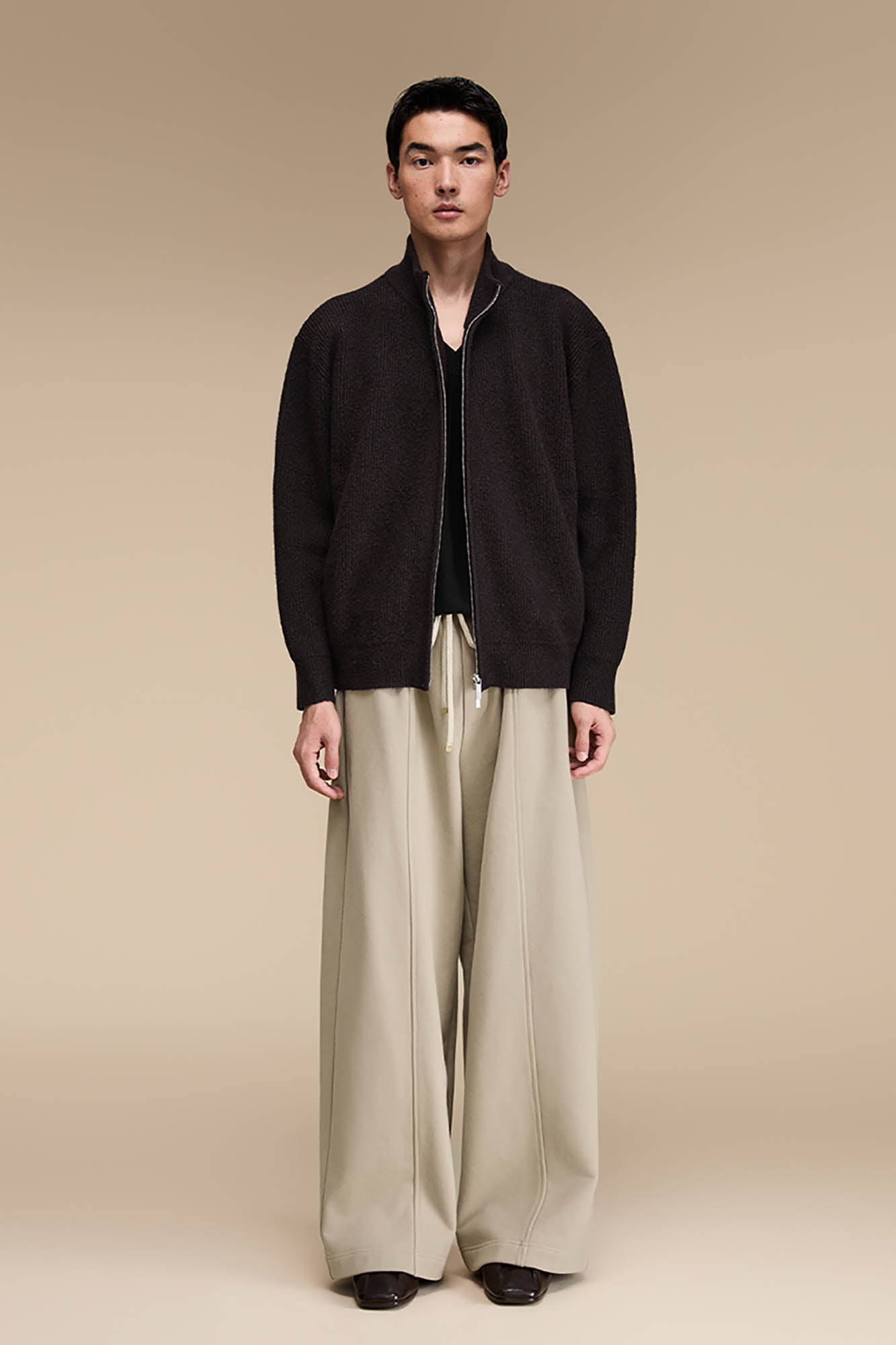 OPICLOTH Essential Fleece-Lined Spliced Wide-Leg Pants-Pants-XS-Free Shipping Leatheretro