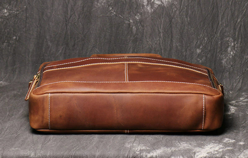 Men's Genuine Leather Vintage Briefcase-Briefcase-Dark Brown-Free Shipping Leatheretro