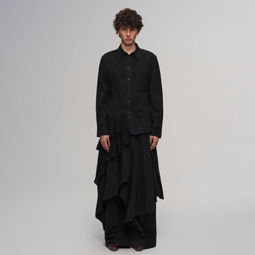 ILNya Nieternite Nifutur Asymmetric Drape Panel Ramie-Blend Shirt-Shirt-S(0)-Free Shipping Leatheretro