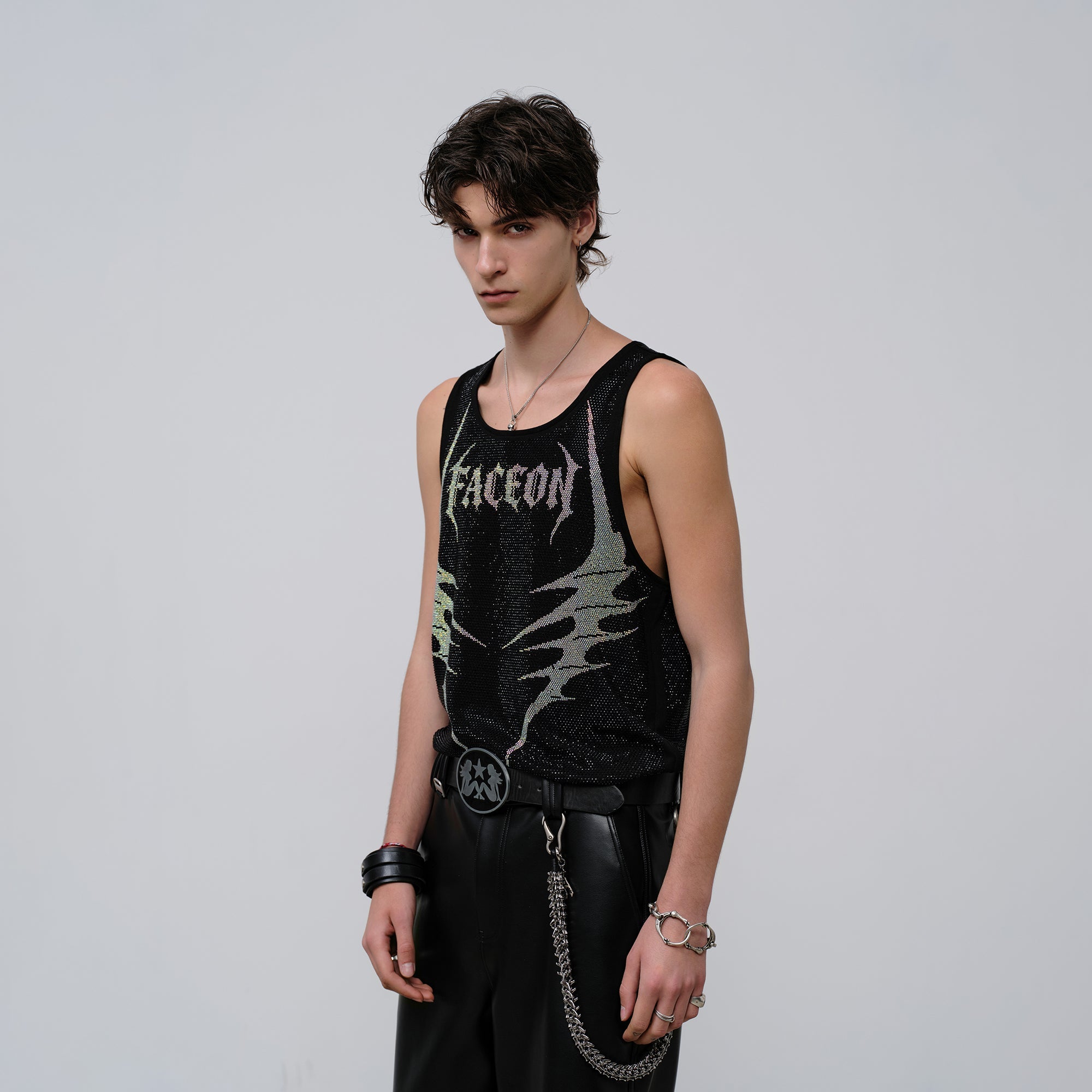FACEONLAB Venom Diamond Punk Tank Black-Tank Top-M (Preorder)-Free Shipping Leatheretro