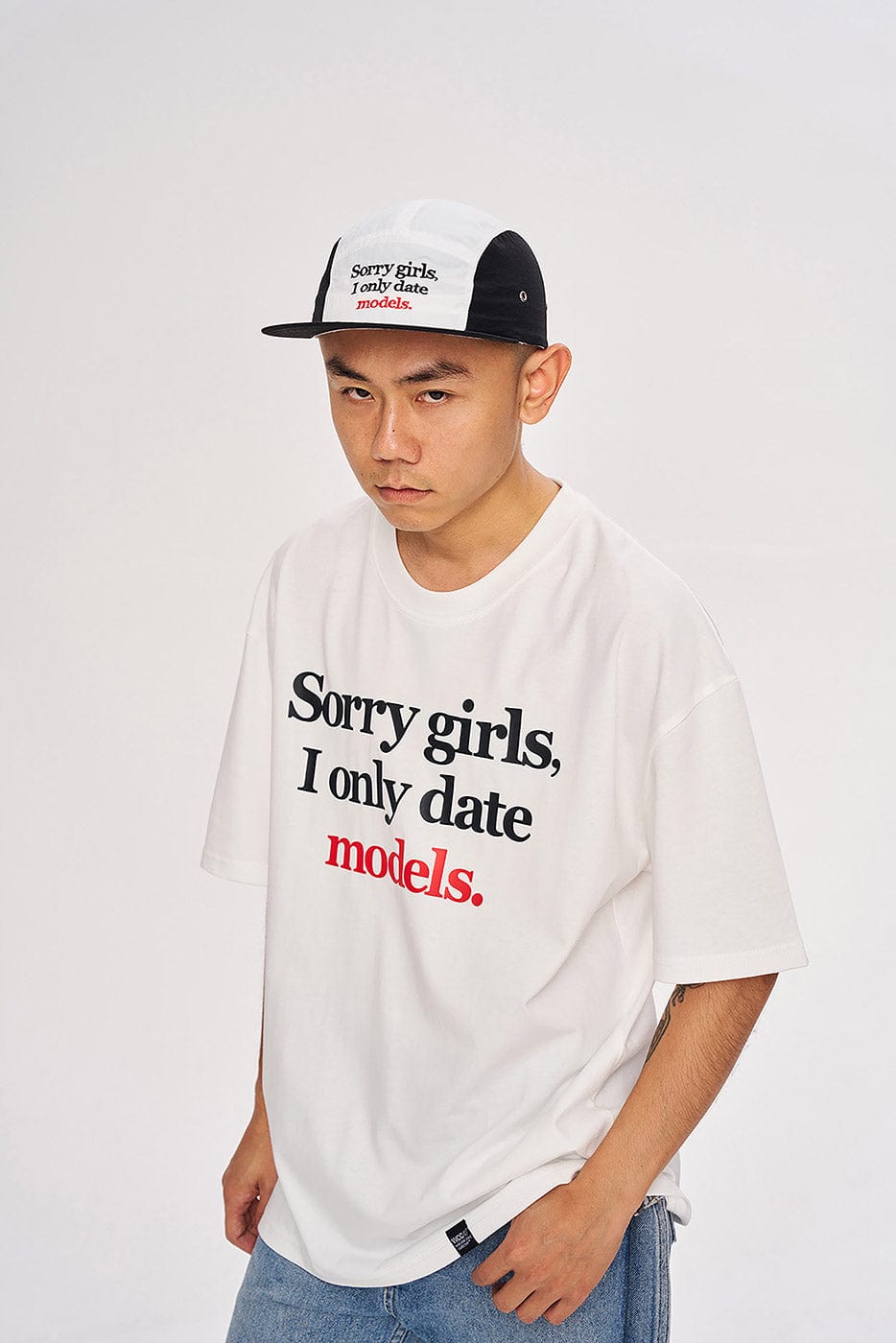 WCC Sorry Girls I Only Date Models Slogan T-Shirt-T Shirt-M-White-Free Shipping Leatheretro