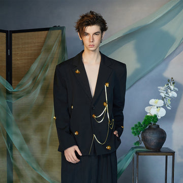 JIECHI Golden Bloom Chain Blazer-Jacket-M (Preorder)-Free Shipping Leatheretro