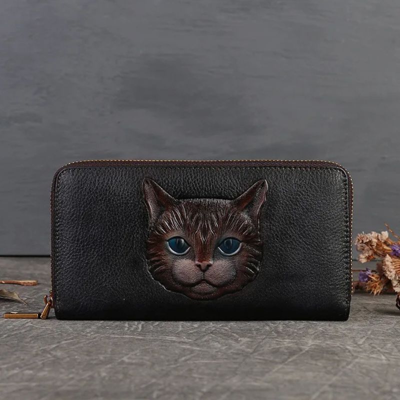 Handmade Genuine Leather Vintage Long Wallet for Women-Wallets & Money Clips-Brown-Free Shipping Leatheretro
