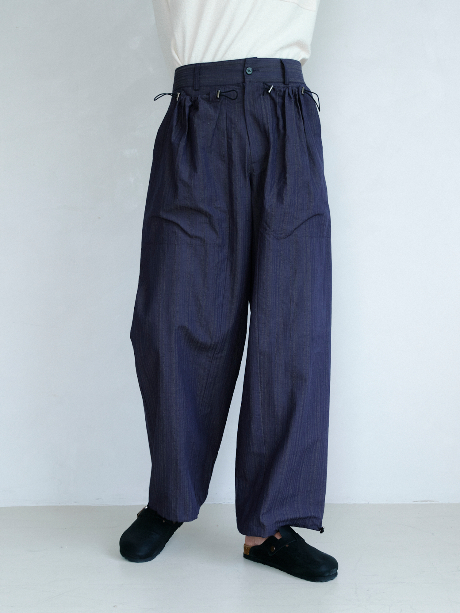 GRAINMUSTARD Drawstring Pleated Straight-Leg Trousers-Pants-XS-Free Shipping Leatheretro