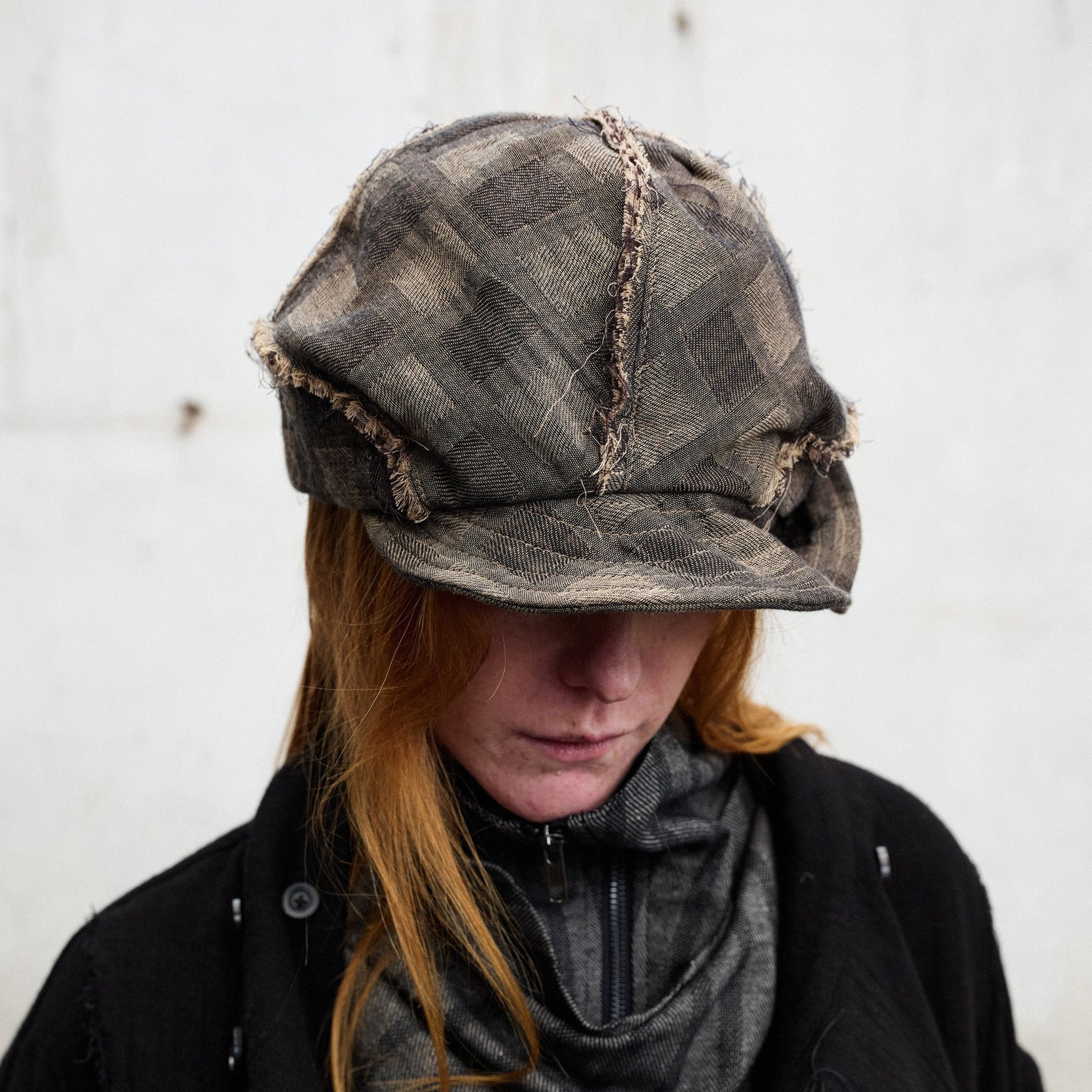ILNya Nieternite Nifutur Frayed Plaid Spliced Newsboy Cap-Hat, Cap, Beanie-M (1)-Free Shipping Leatheretro