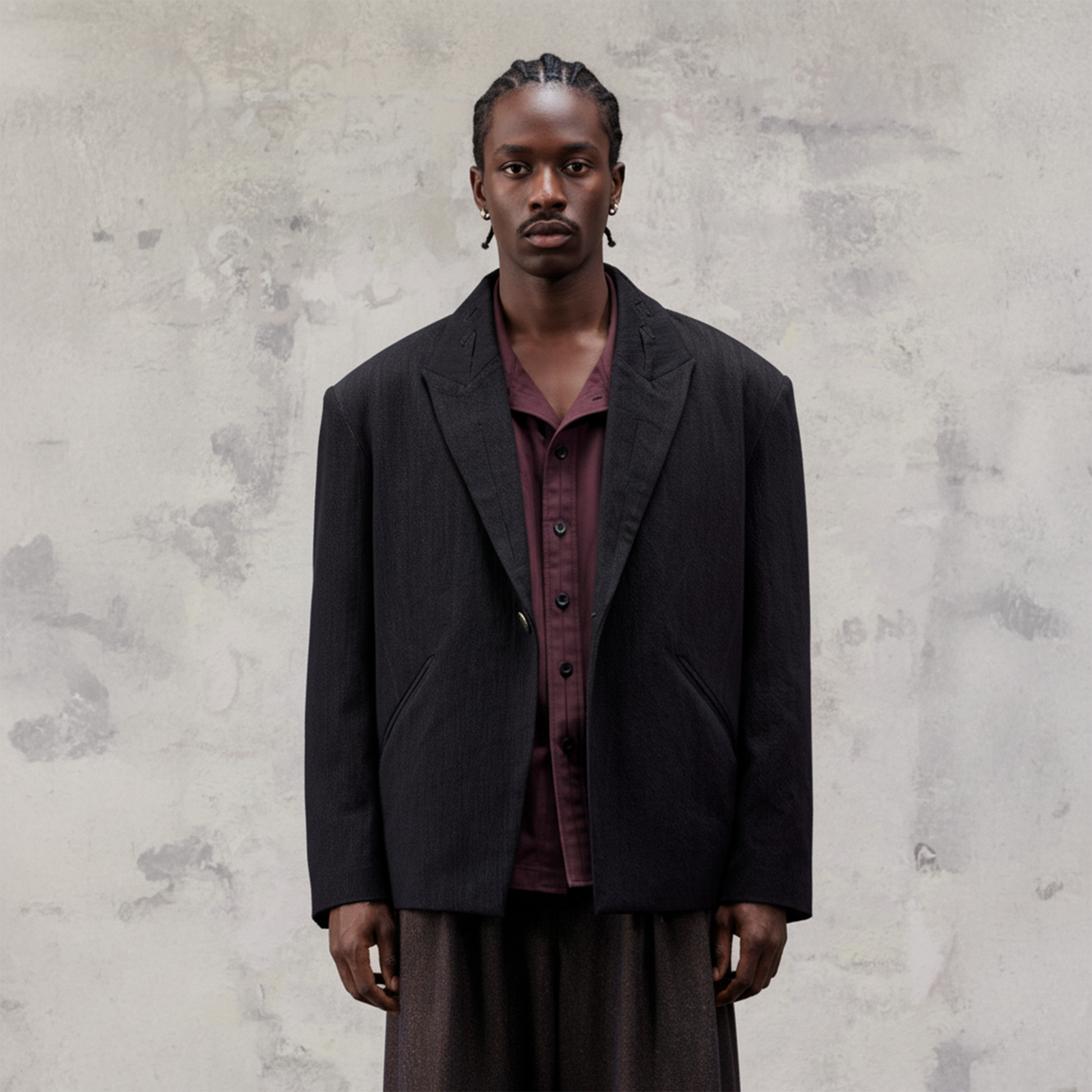 ALVNG AR ANTS Distressed Speckled Cut-Out Collar Blazer-Jacket-S-Free Shipping Leatheretro