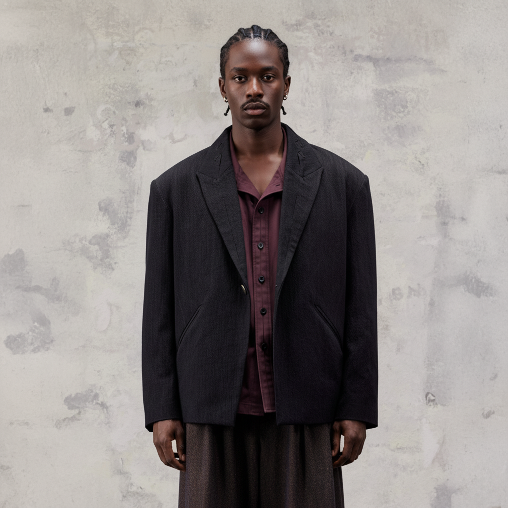 ALVNG AR ANTS Distressed Speckled Cut-Out Collar Blazer-Jacket-S-Free Shipping Leatheretro