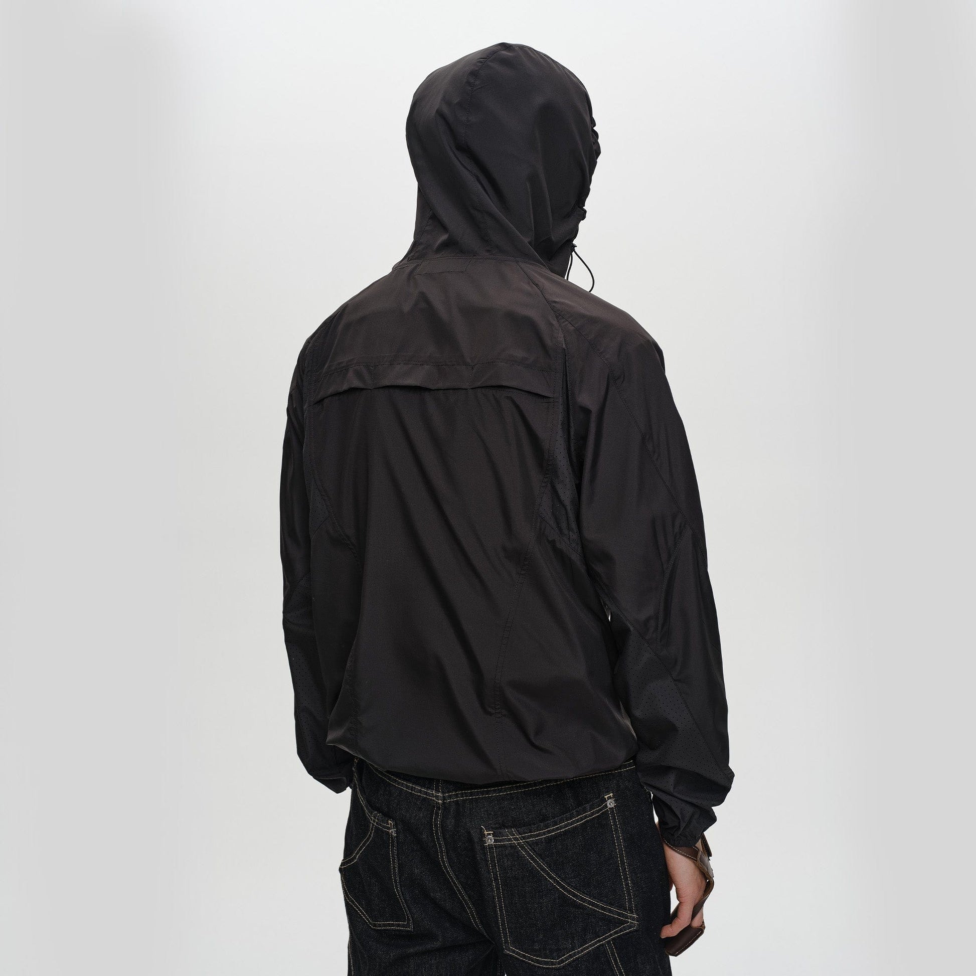 CATSSTAC Spliced Laser-Perforated Waterproof UV Production Hooded Jacket-Jacket-Black-M-Free Shipping Leatheretro
