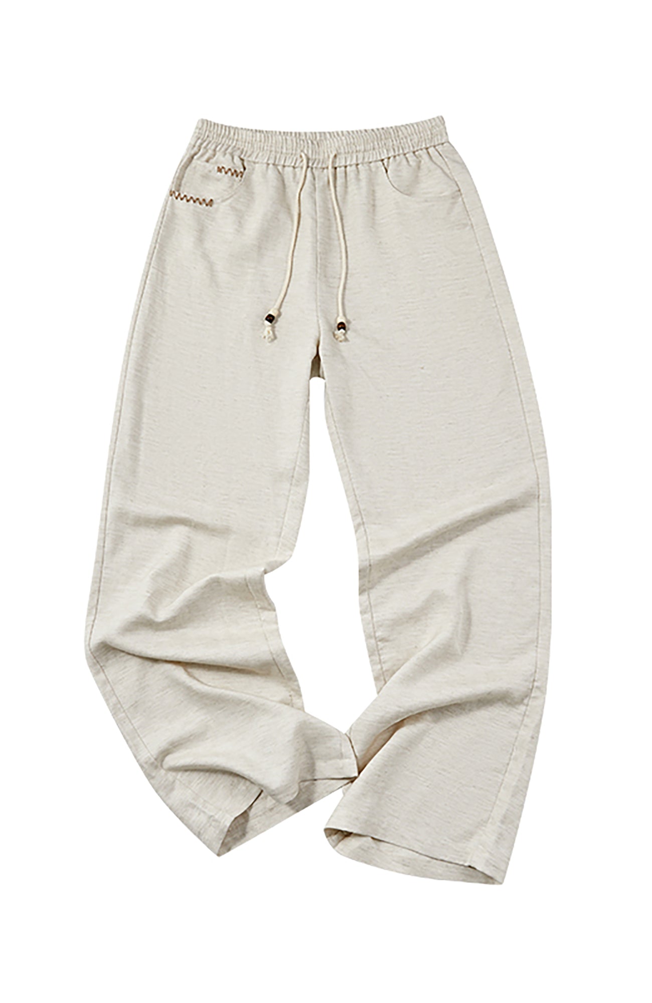 KREATE Stitched Drawstring Straight-Leg Trousers-Pants-S (Preorder)-Black-Free Shipping Leatheretro