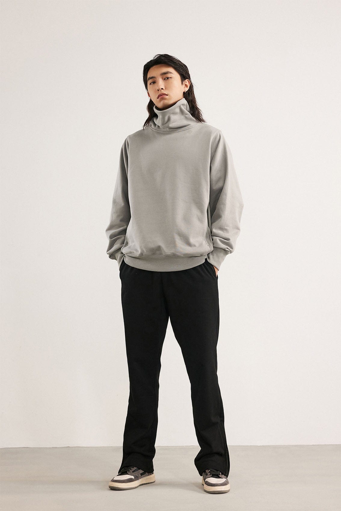 BONELESS High Collar Classic Sweatshirt-Sweatshirt-S-Apricot-Free Shipping Leatheretro