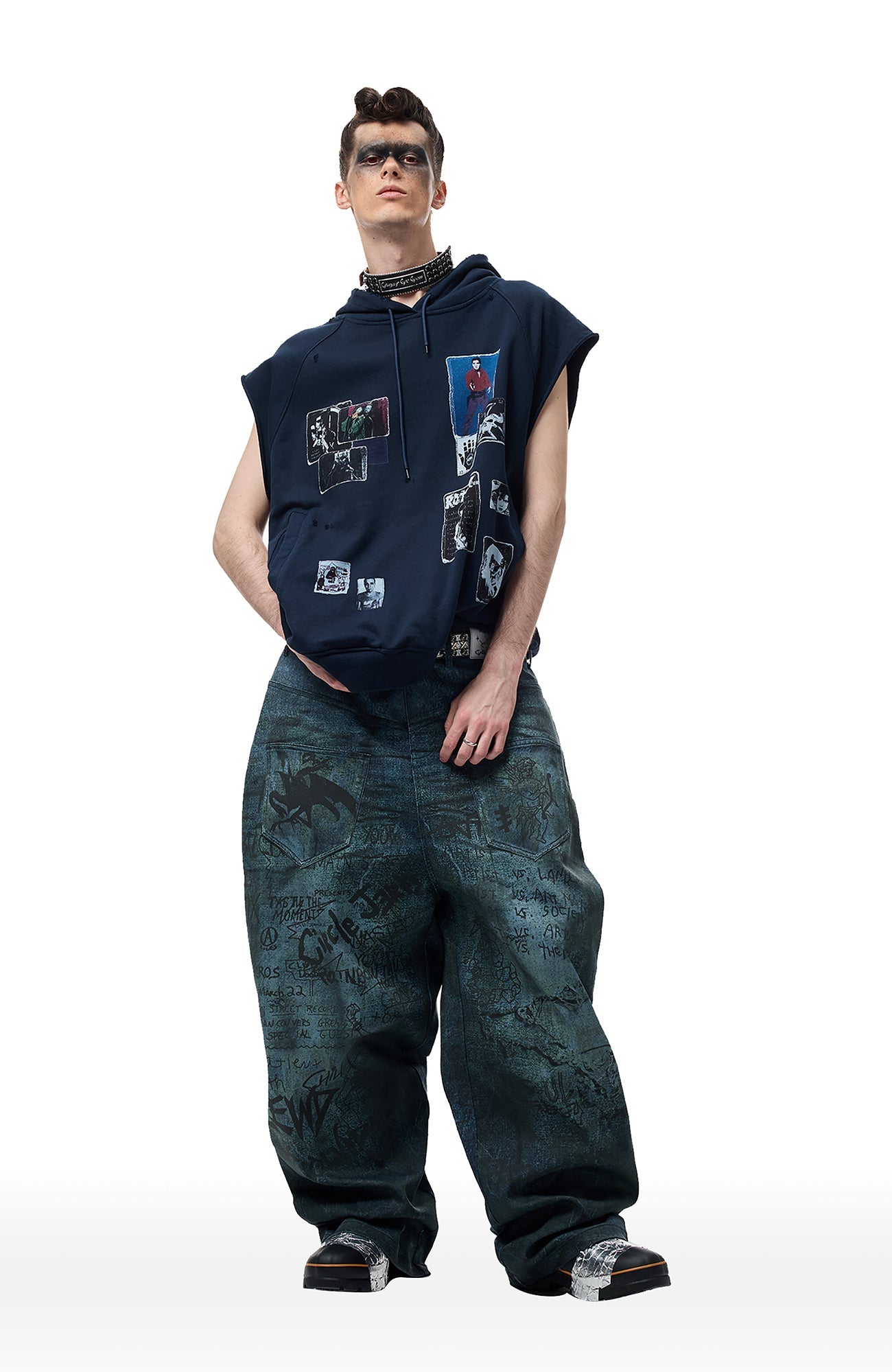 CYCYCY Dirty Wash Graffiti Baggy Jeans-Jeans-XXS / 27"-Free Shipping Leatheretro