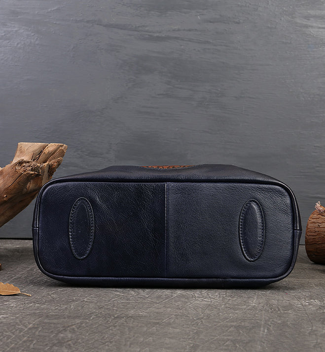 Women's Genuine Leather Zippered Tote Bag-Handbags-Bown-Free Shipping Leatheretro