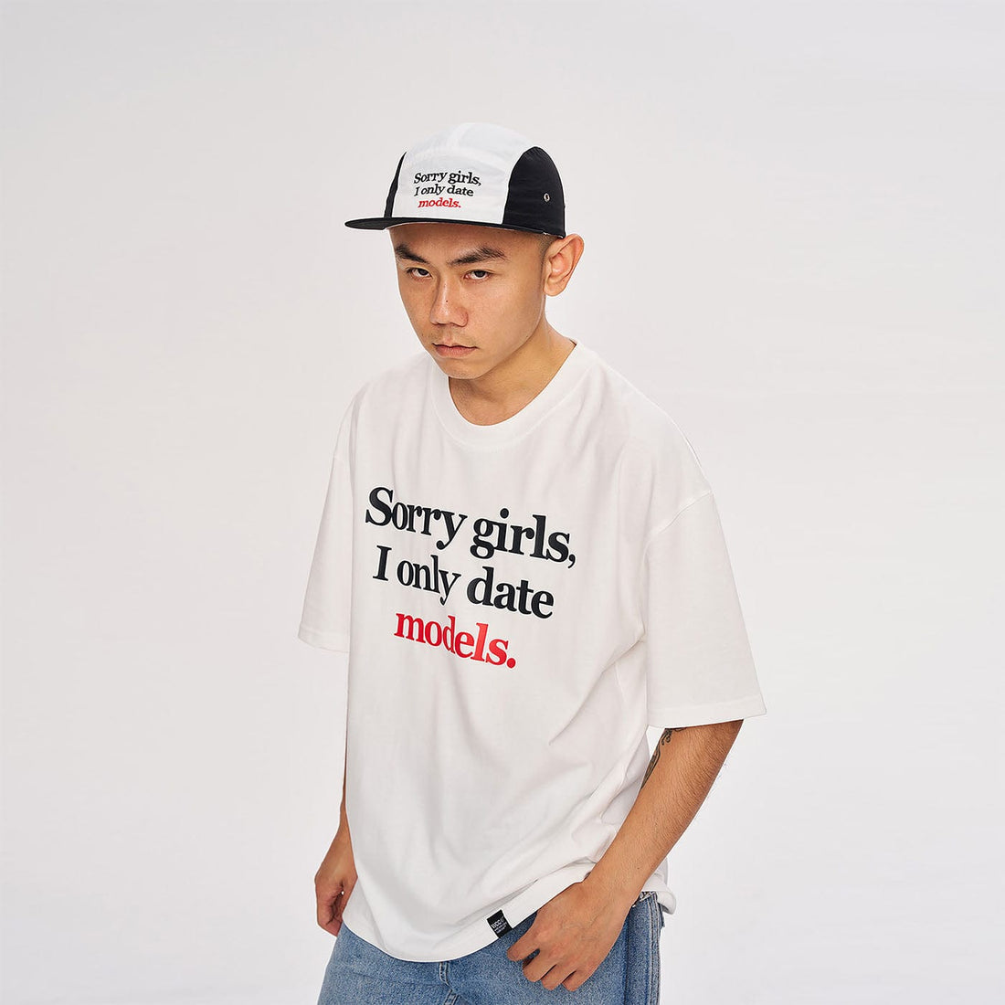 WCC Sorry Girls I Only Date Models Slogan T-Shirt-T Shirt-M-White-Free Shipping Leatheretro