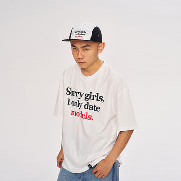 WCC Sorry Girls I Only Date Models Slogan T-Shirt-T Shirt-M-White-Free Shipping Leatheretro
