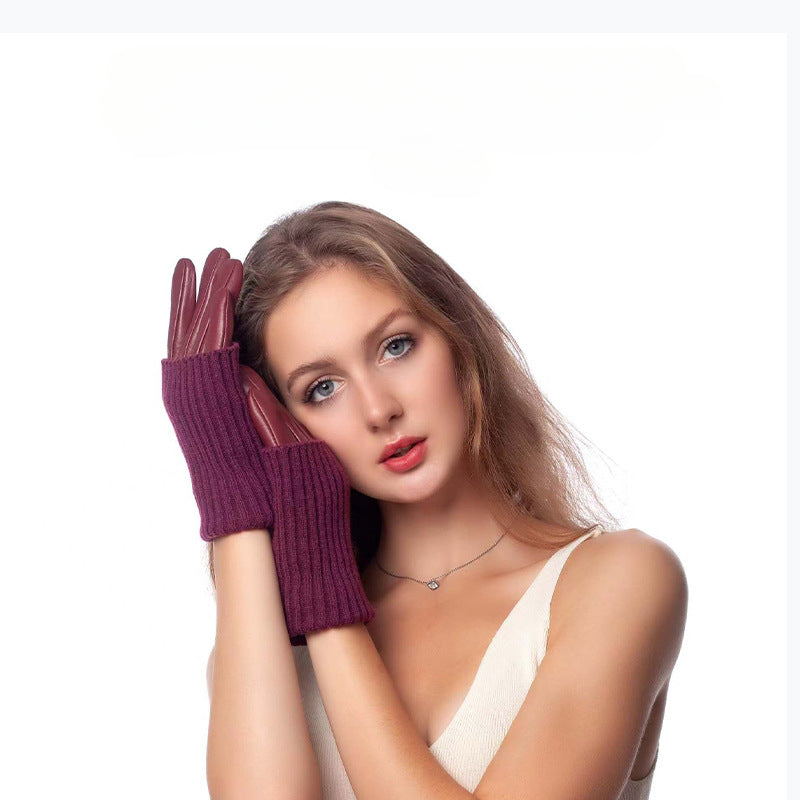 Women's Winter Warm Fleece Lined Leather Glove-Black-M-Free Shipping Leatheretro