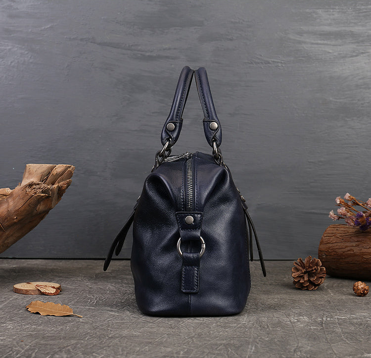 Women's Genuine Leather Zippered Tote Bag-Handbags-Bown-Free Shipping Leatheretro