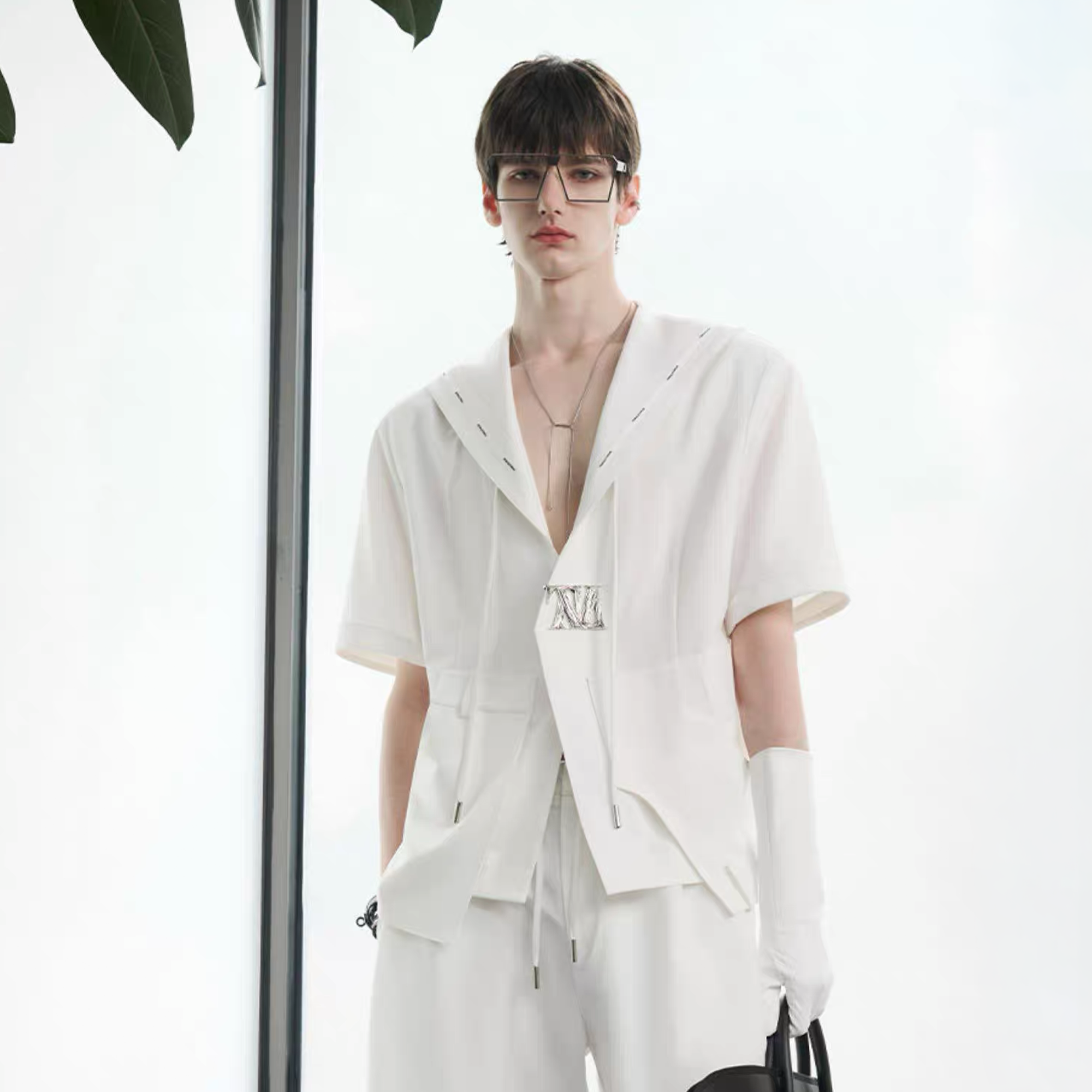 TIWILLTANG Minimal Sailor Collar Shirt-Shirt-S-White-Short-Free Shipping Leatheretro