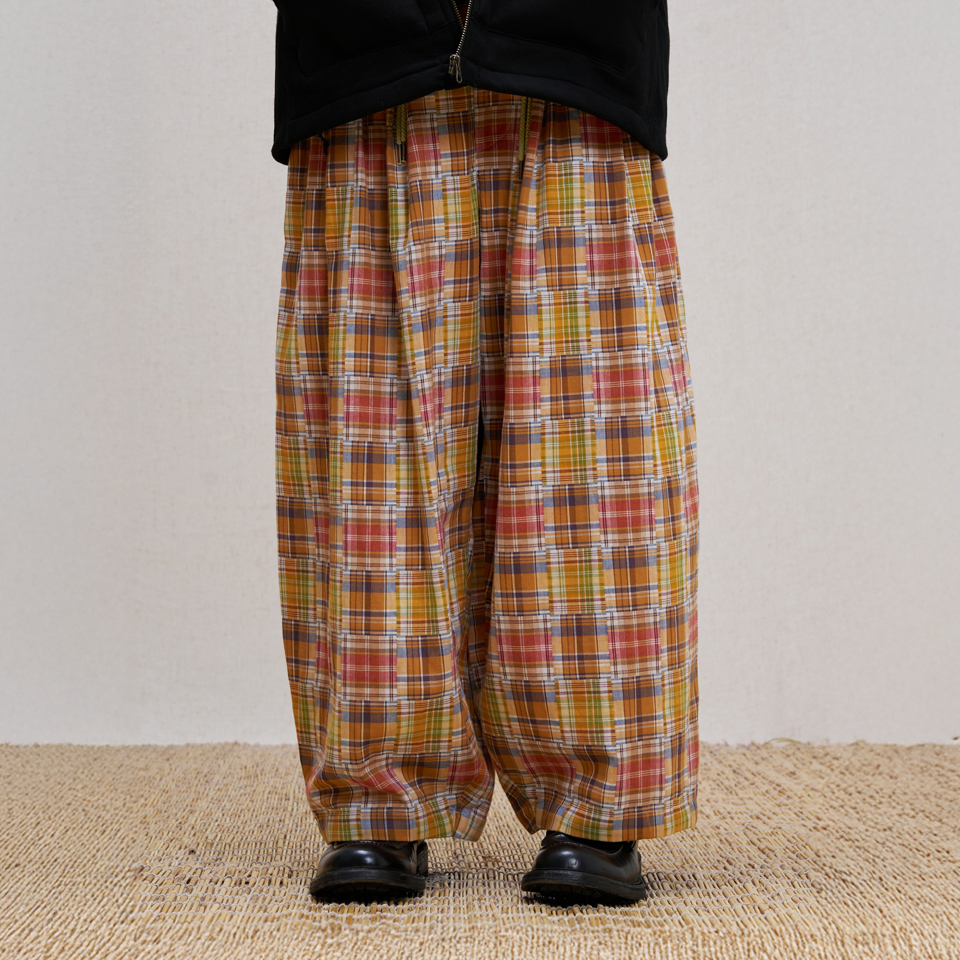 UNLIMITED MOTE Patchwork Plaid Balloon Pants-Pants-S-Free Shipping Leatheretro