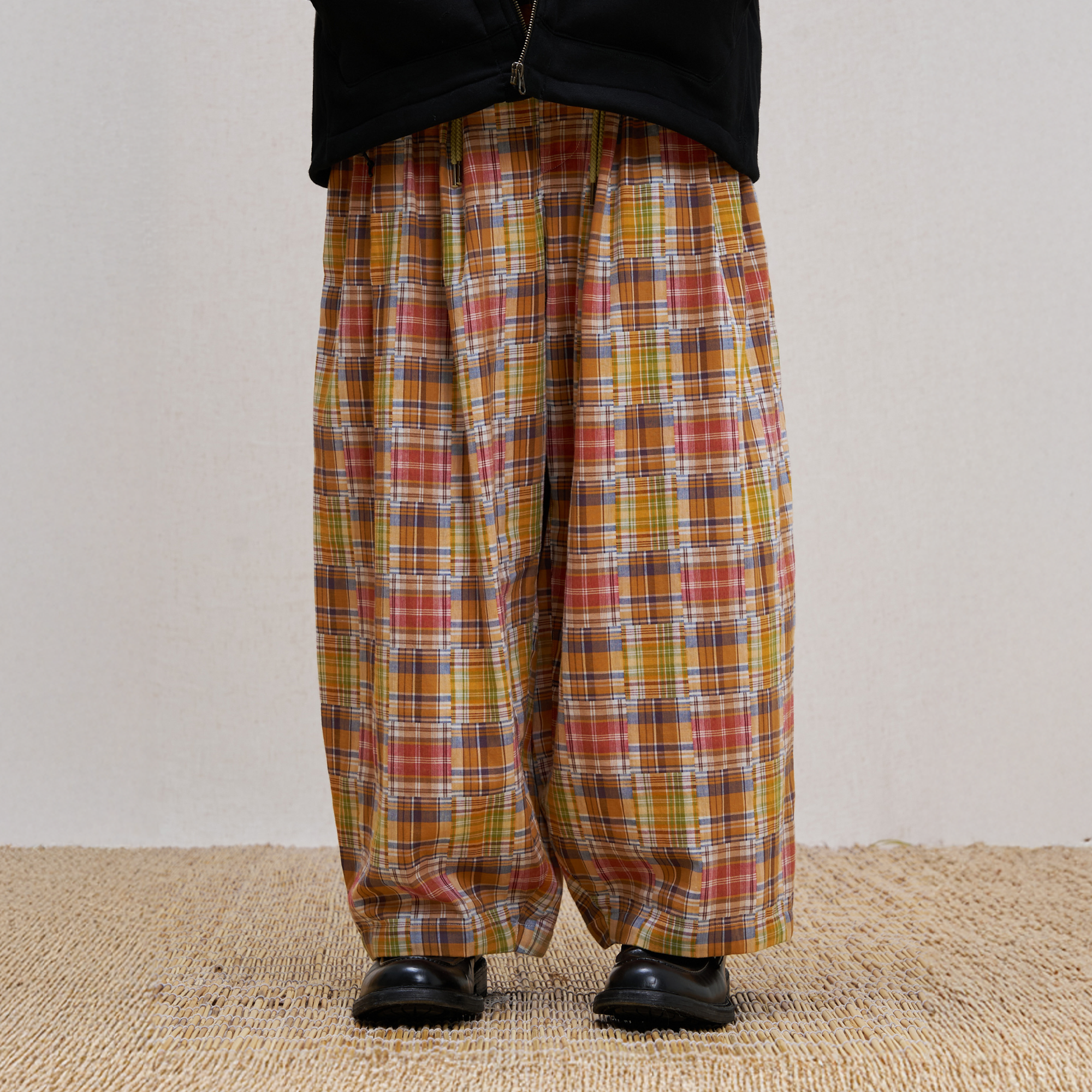 UNLIMITED MOTE Patchwork Plaid Balloon Pants-Pants-S-Free Shipping Leatheretro