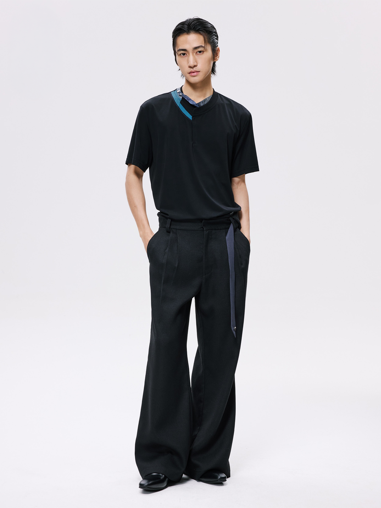 ALVNG AR ANTS Detachable Contrast Waist Tie Pleated Trousers-Pants-S / 31"-Brown-Free Shipping Leatheretro