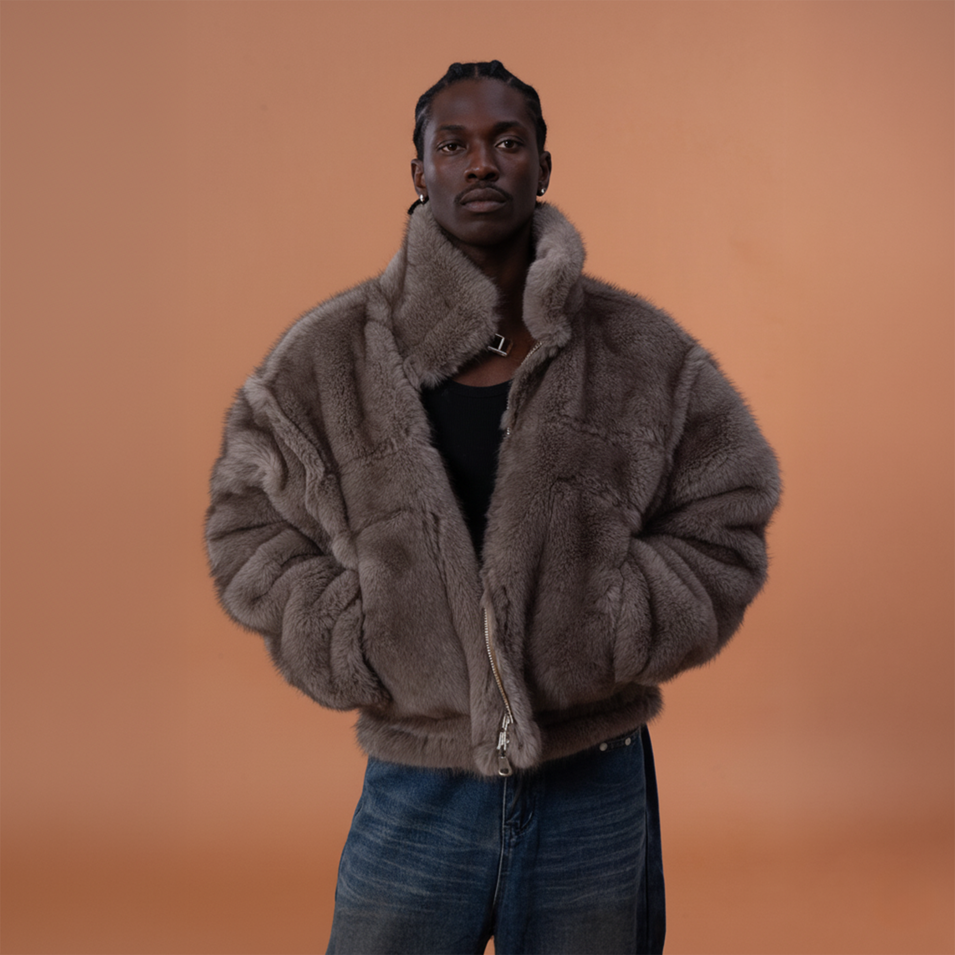 CLP Reversible Faux Fur Biker Jacket-Jacket-M-Free Shipping Leatheretro