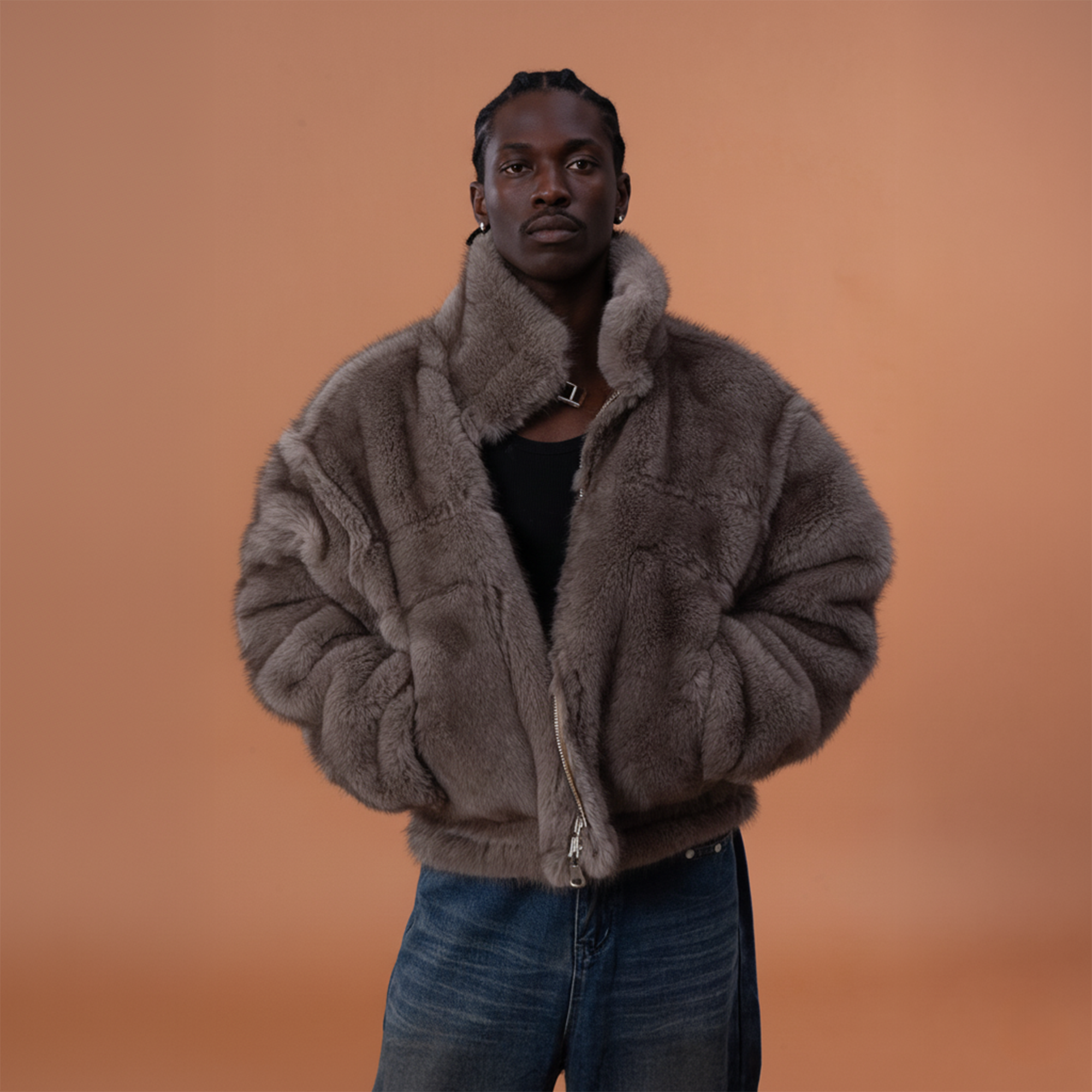 CLP Reversible Faux Fur Biker Jacket-Jacket-M-Free Shipping Leatheretro