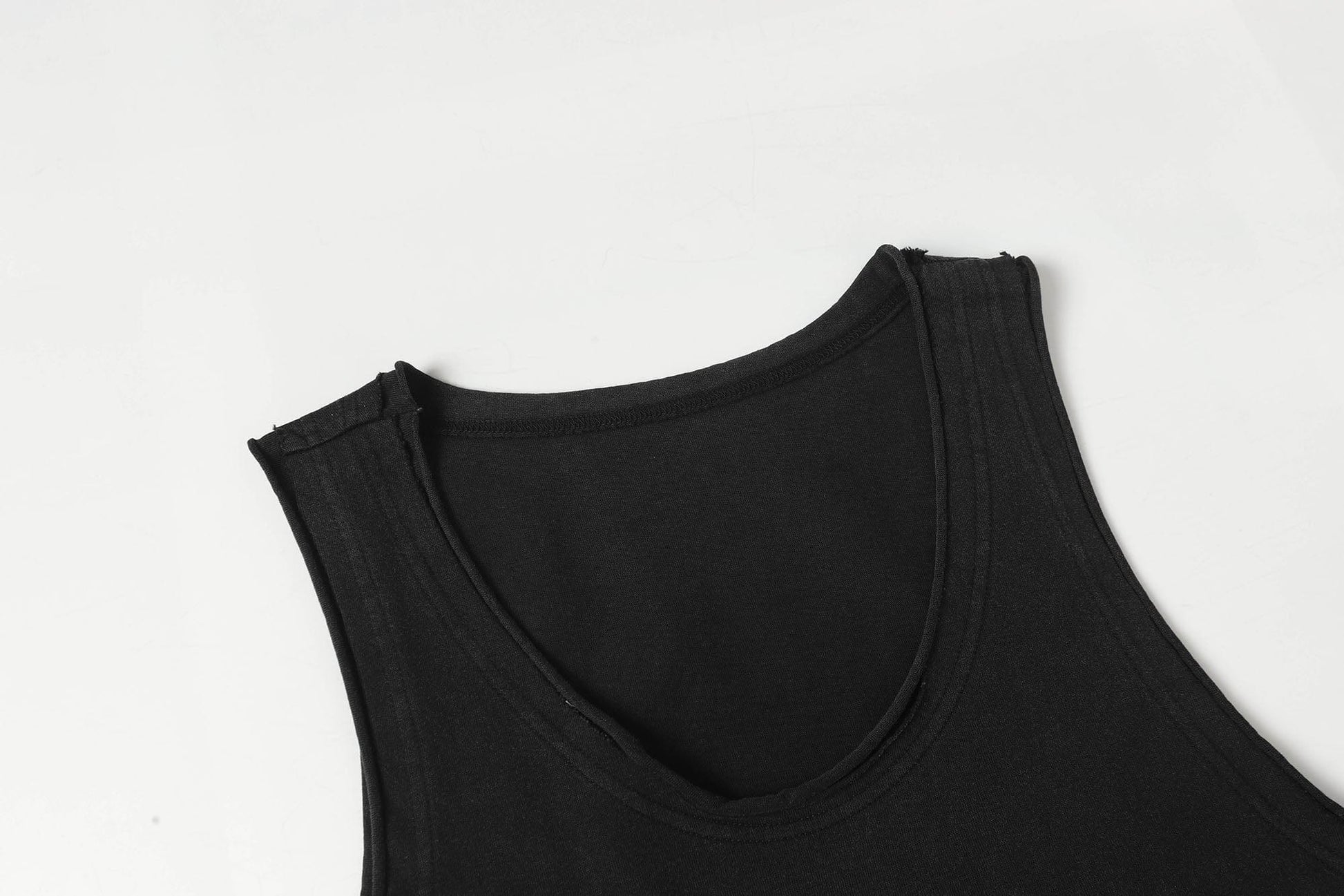 CLP Essential Washed Raw-Edge Tank Top-Tank Top-M-Black-Free Shipping Leatheretro