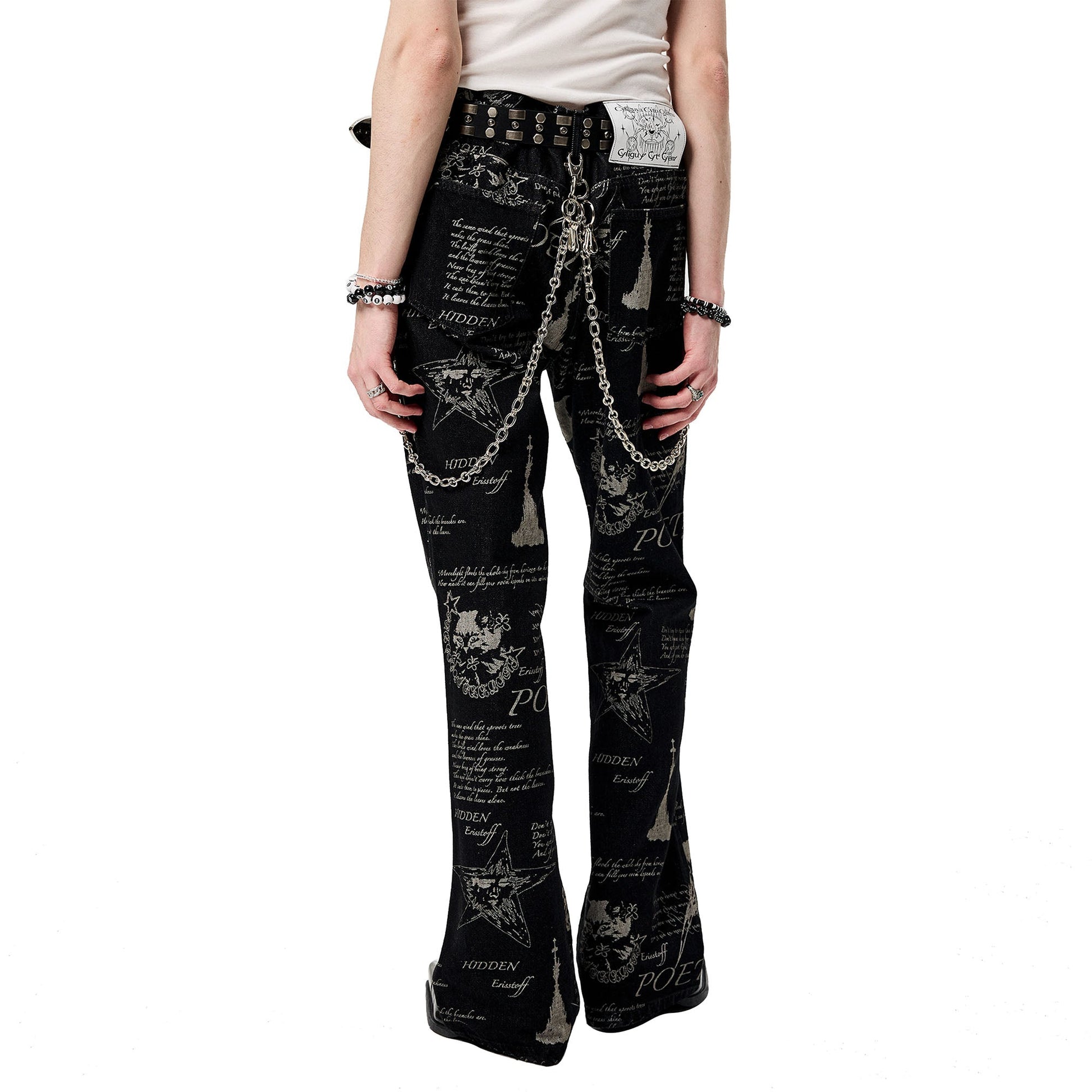 CYCYCY Punk Washed Graffiti Jeans-Jeans-XS / 28"-Free Shipping Leatheretro