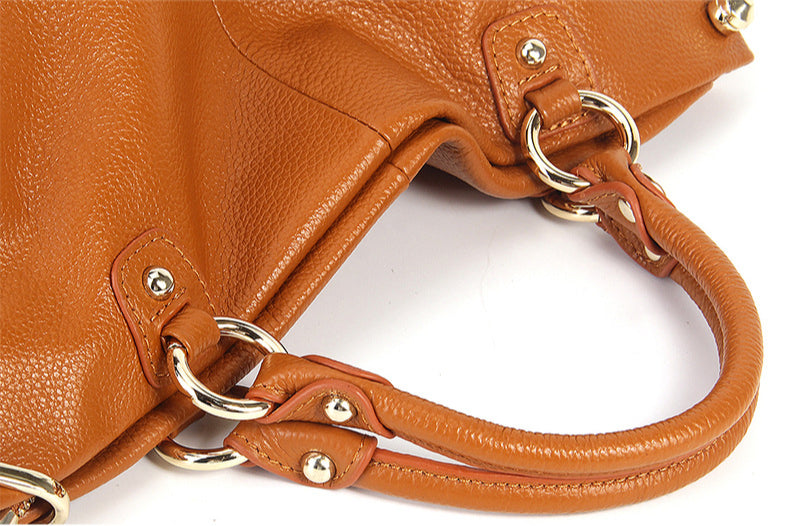 Women's Genuine Top-Grain Leather Tote Bag-Tote Bags-Light Gray-Free Shipping Leatheretro