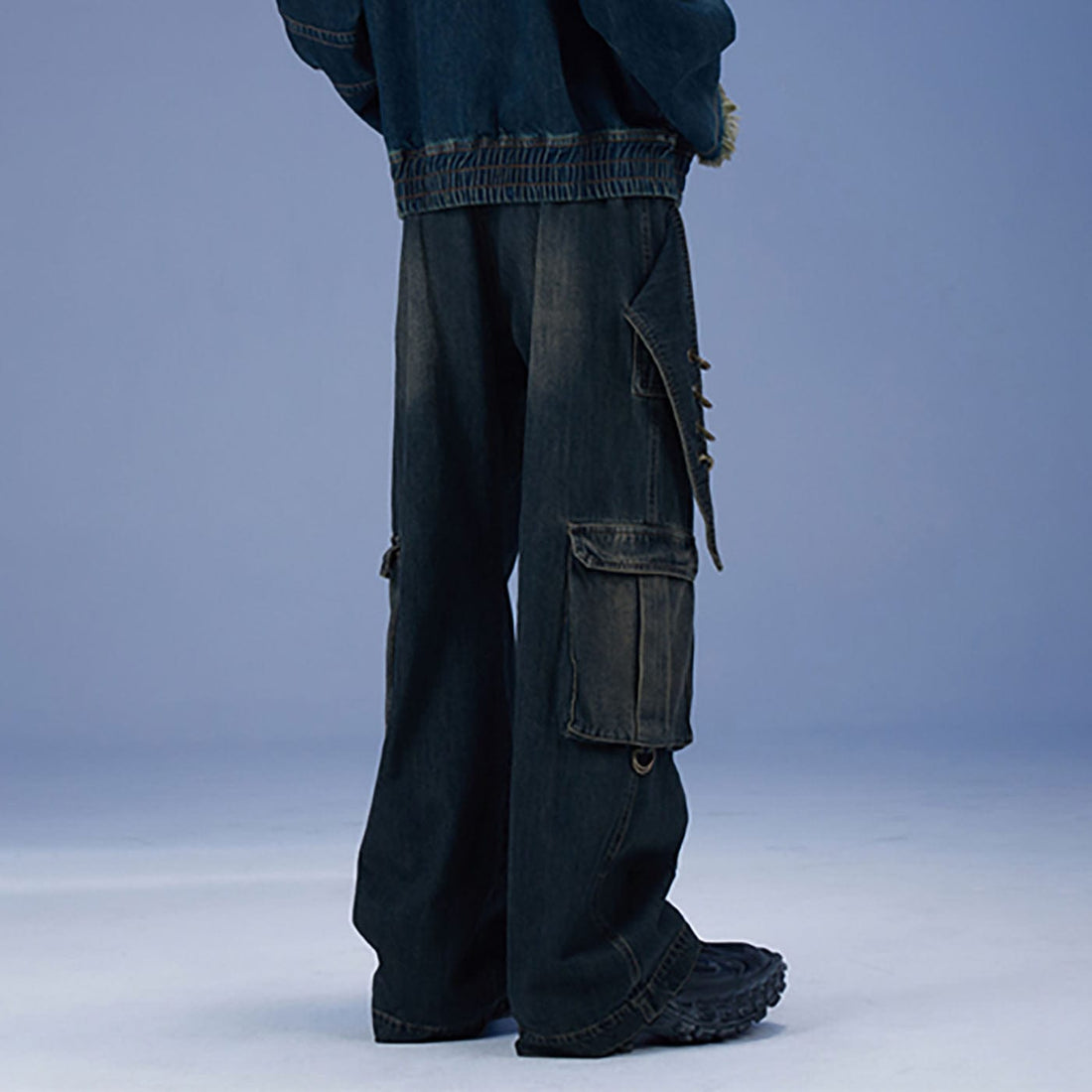 DND4DES Scimitar Rings Deconstructed Denim Cargo-Jeans-S-Free Shipping Leatheretro