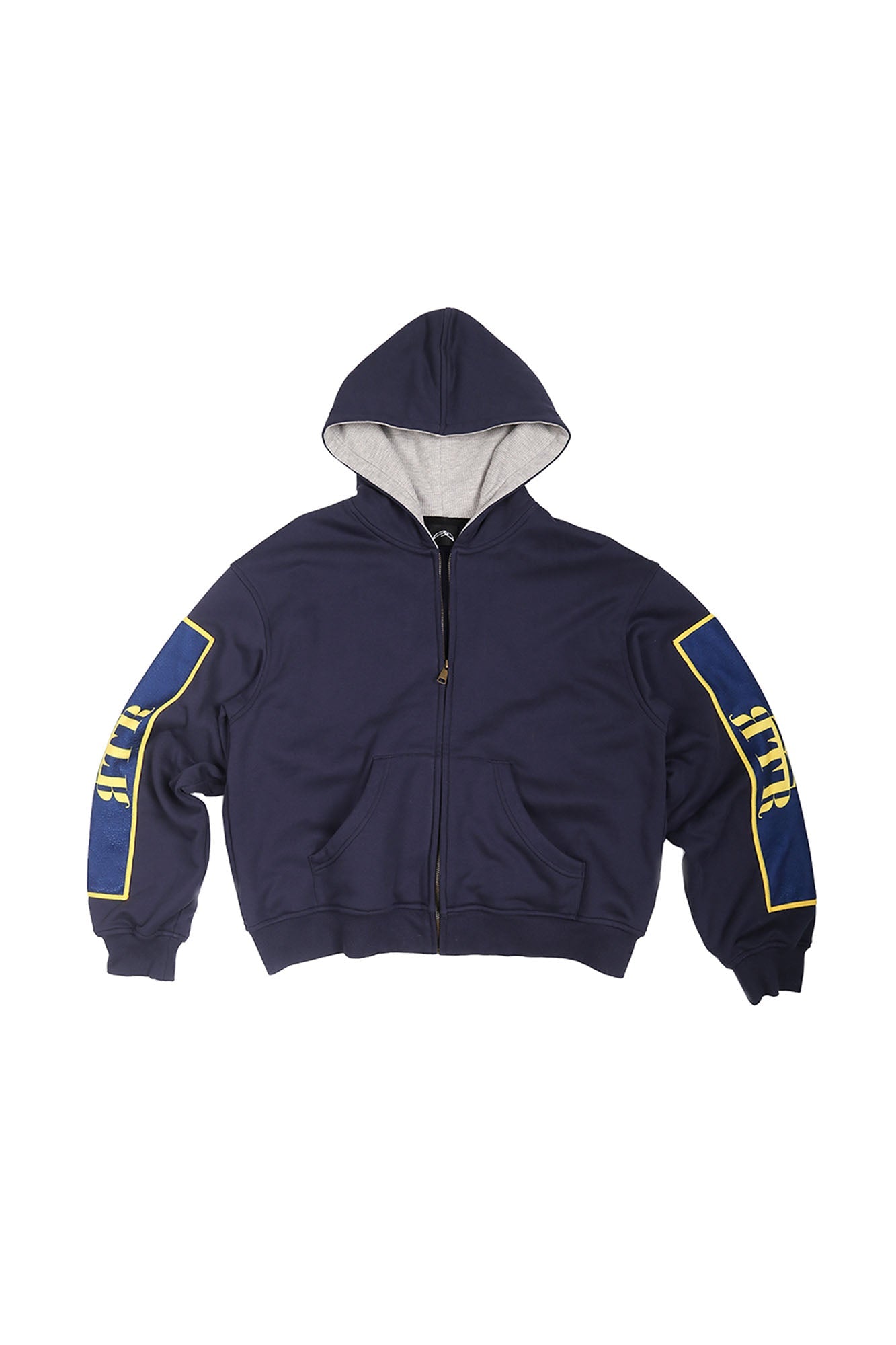 TRECLUB Graphic Patch Zip-Up Hoodie-Jacket-S-Gray-Free Shipping Leatheretro