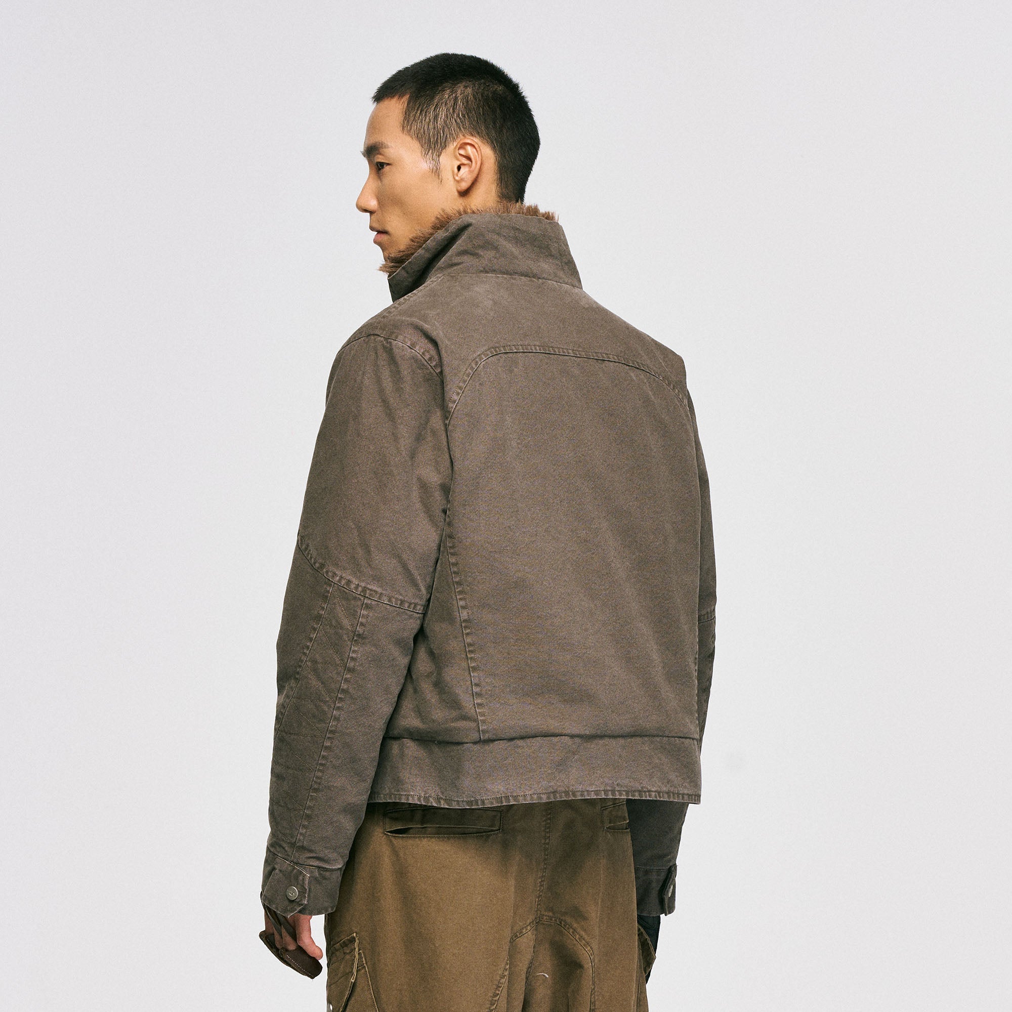 CATSSTAC Faux Fur Lining Washed Jacket-Jacket-M (Preorder)-Dark Gray-Free Shipping Leatheretro