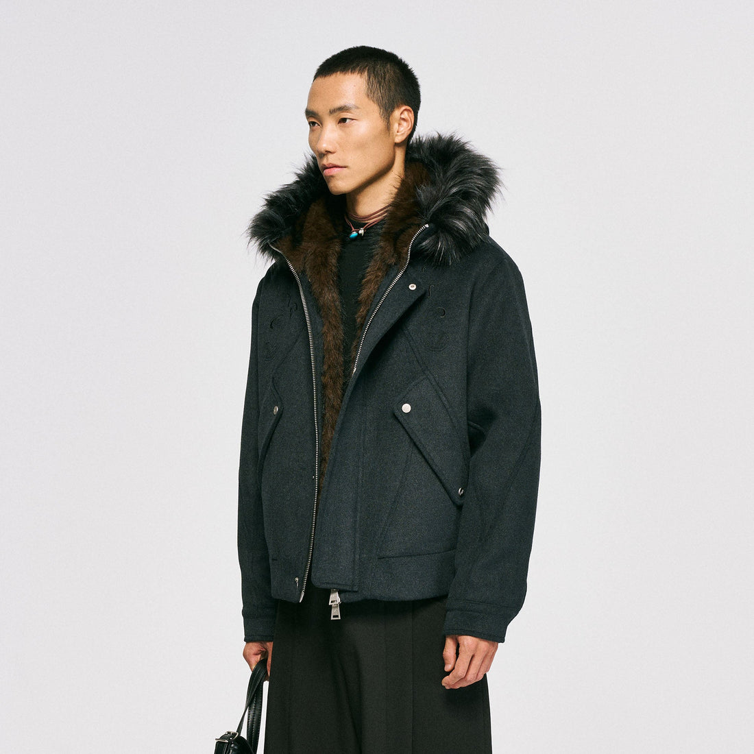 CATSSTAC Faux-Fur Lined Wool-Blend Dual-Zip Jacket-Jacket-M (Preorder)-Free Shipping Leatheretro