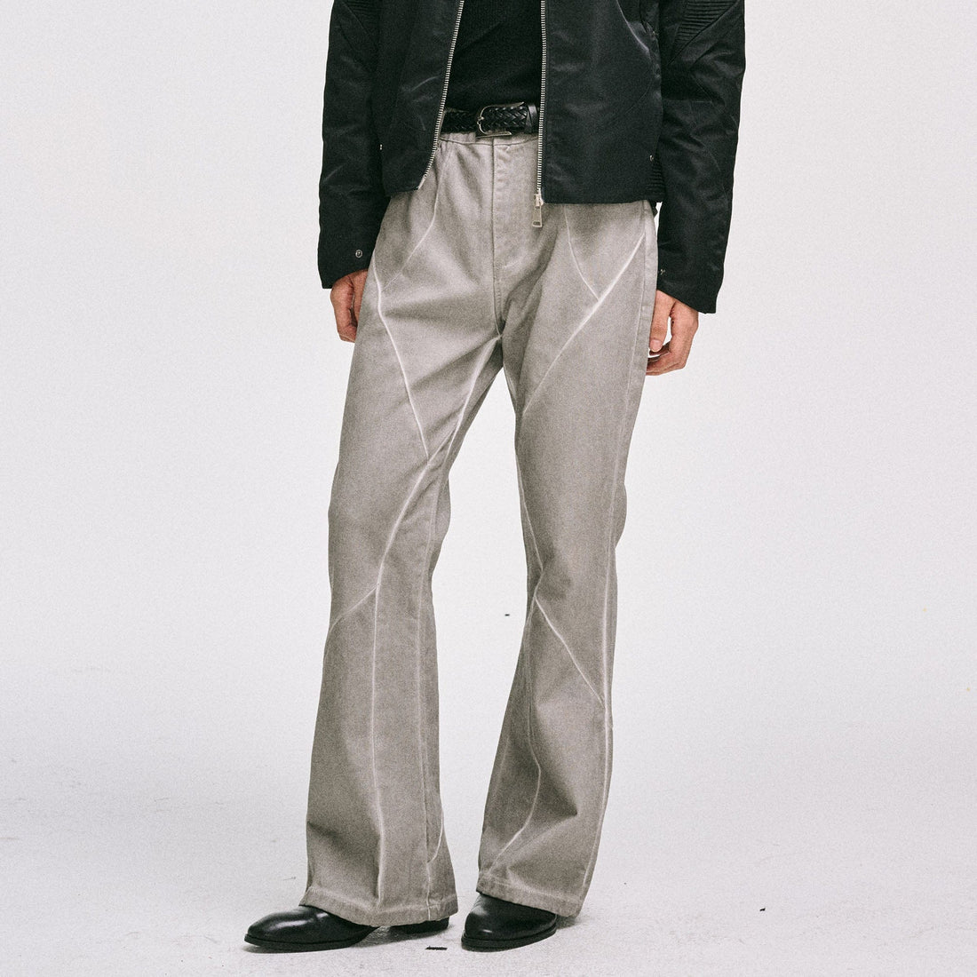 CATSSTAC Crosscut Washed Denim Pants-Jeans-M-Black-Free Shipping Leatheretro