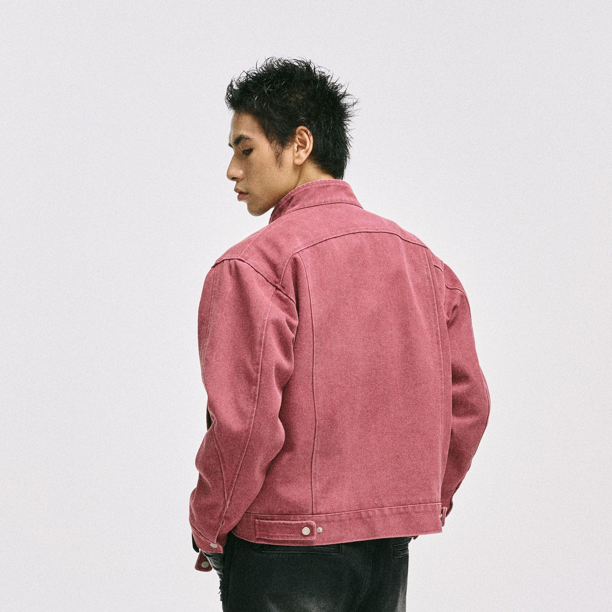 CATSSTAC Washed Curved Panel Harrington Jacket-Jacket-M-Blue-Free Shipping Leatheretro