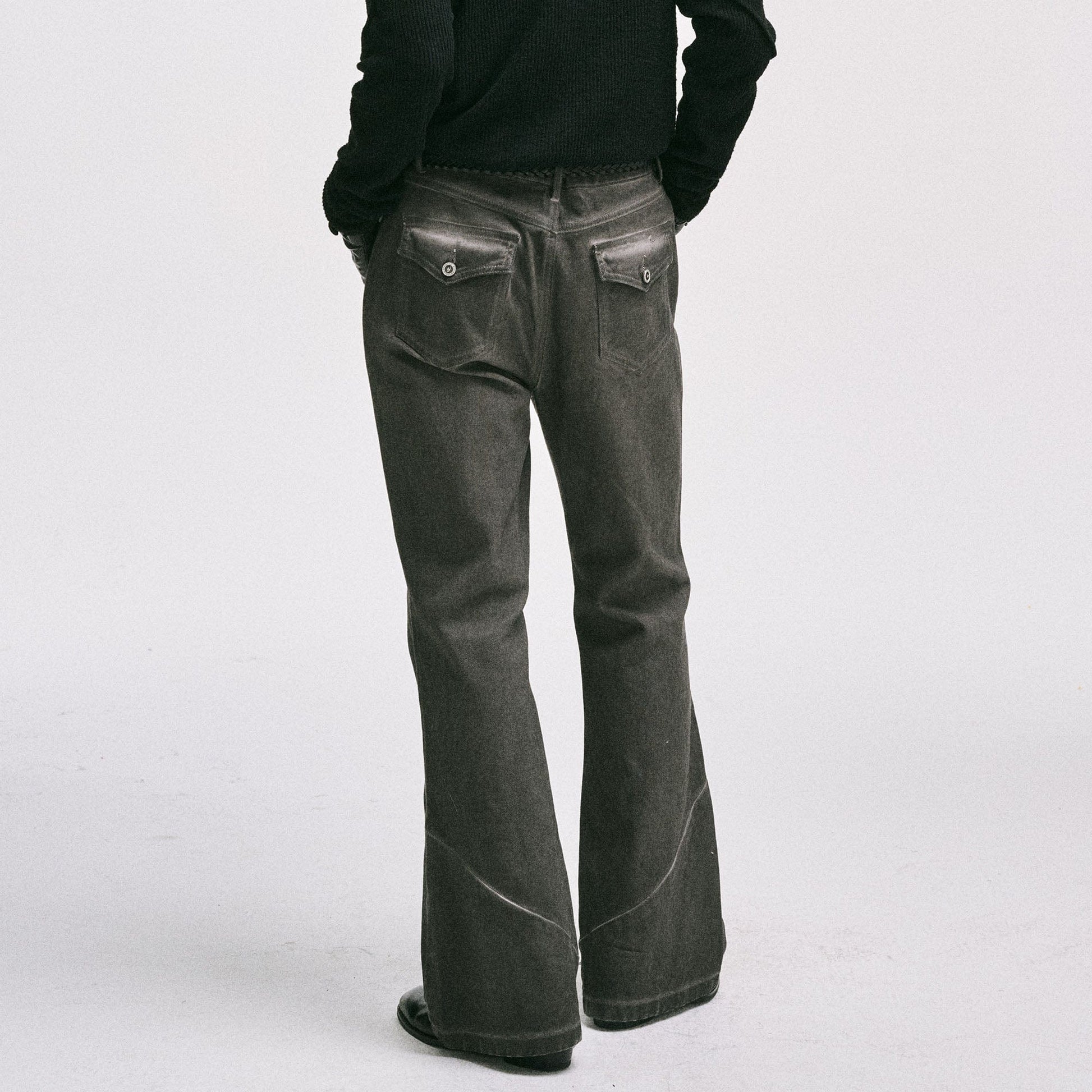 CATSSTAC Crosscut Washed Denim Pants-Jeans-M-Black-Free Shipping Leatheretro