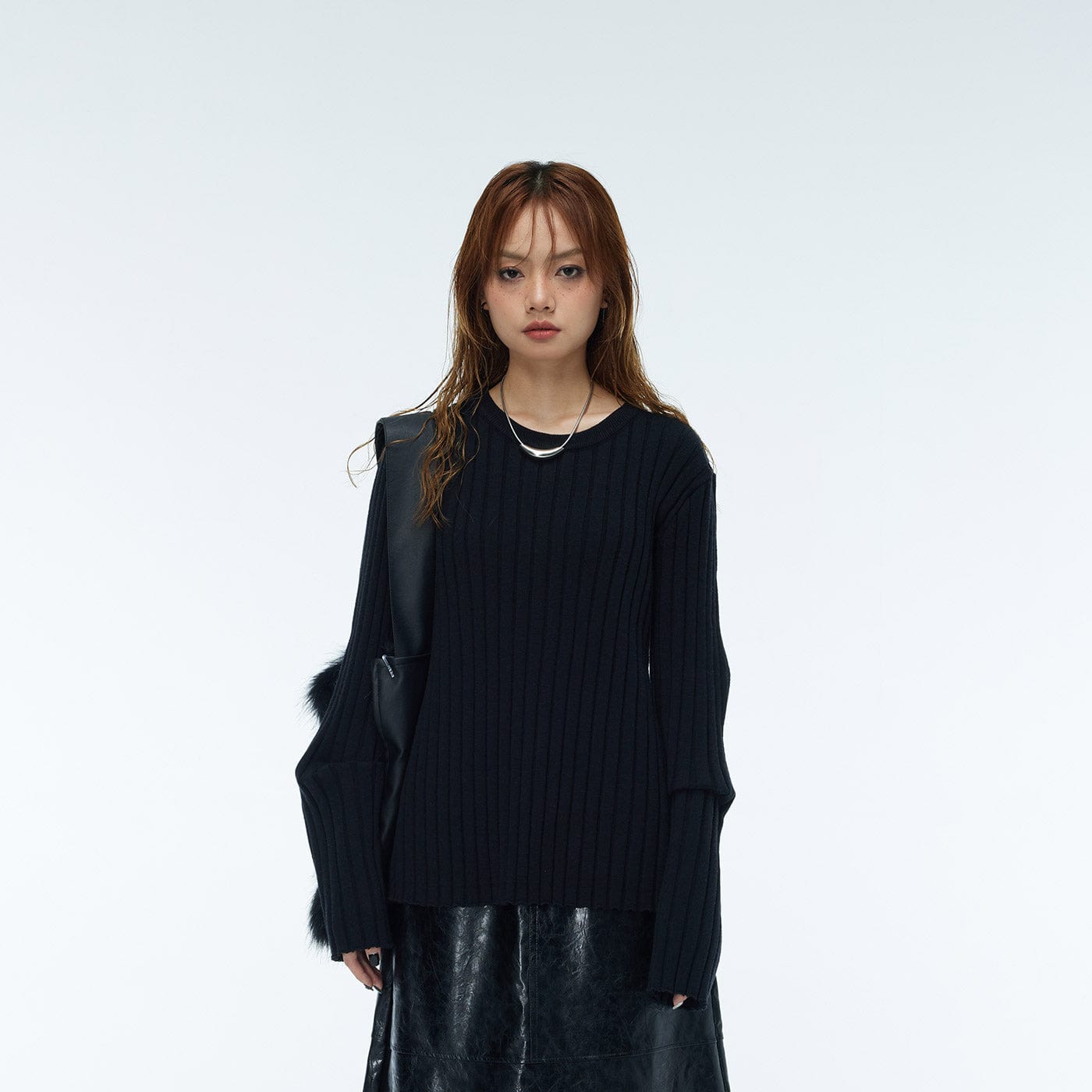 WHISTLEHUNTER Striped Logo Tag Slim-fit Sweater-Sweater-Grey-M-Free Shipping Leatheretro