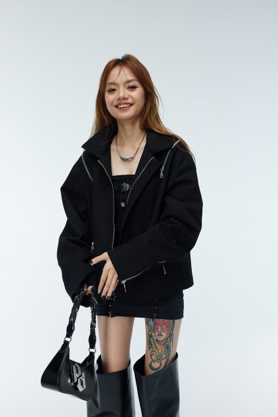 WHISTLEHUNTER Asymmetrical Zippers Jacket-Jacket-S-Khaki-Free Shipping Leatheretro