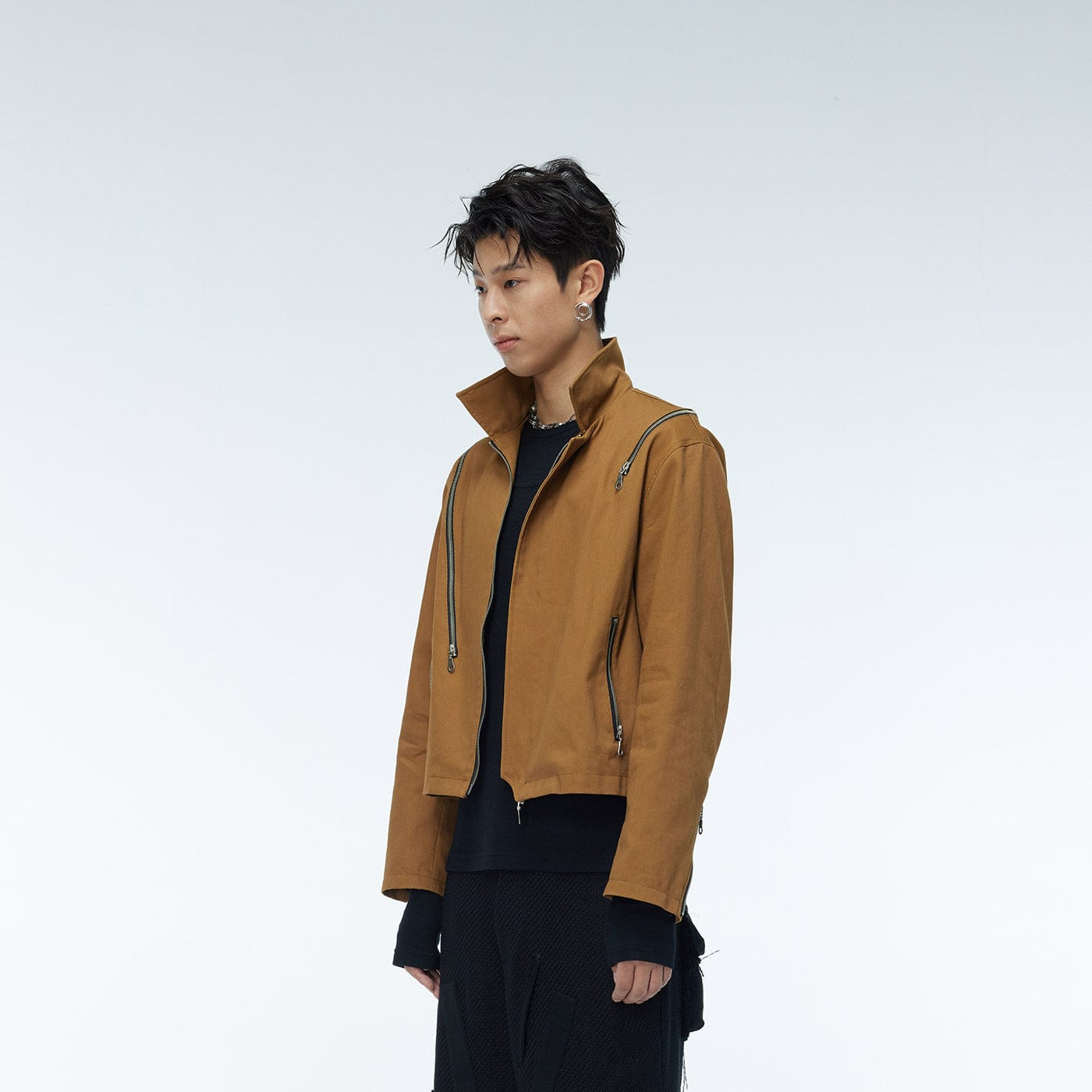 WHISTLEHUNTER Asymmetrical Zippers Jacket-Jacket-S-Khaki-Free Shipping Leatheretro