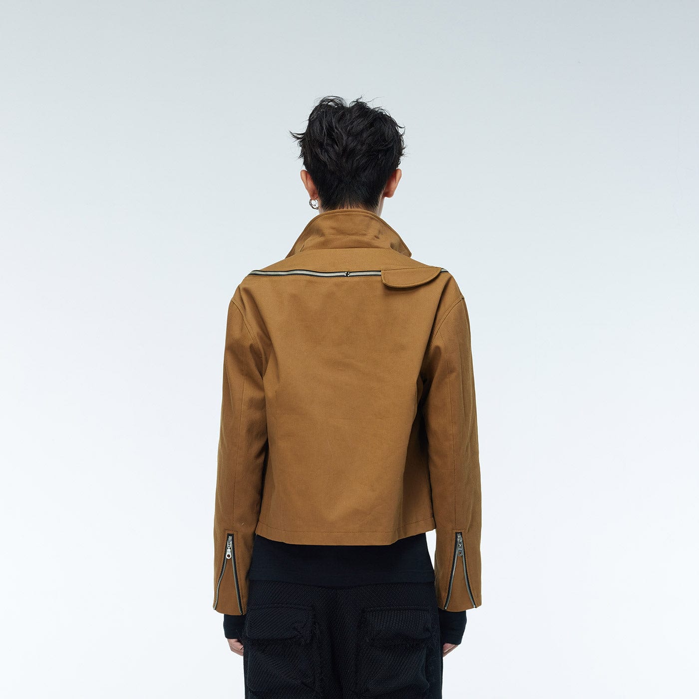 WHISTLEHUNTER Asymmetrical Zippers Jacket-Jacket-S-Khaki-Free Shipping Leatheretro