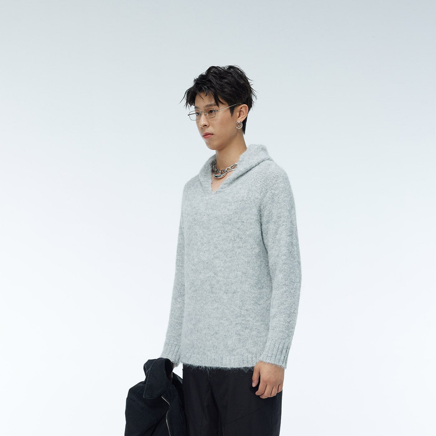 WHISTLEHUNTER Wool Hoodie-Sweater-Grey-M-Free Shipping Leatheretro